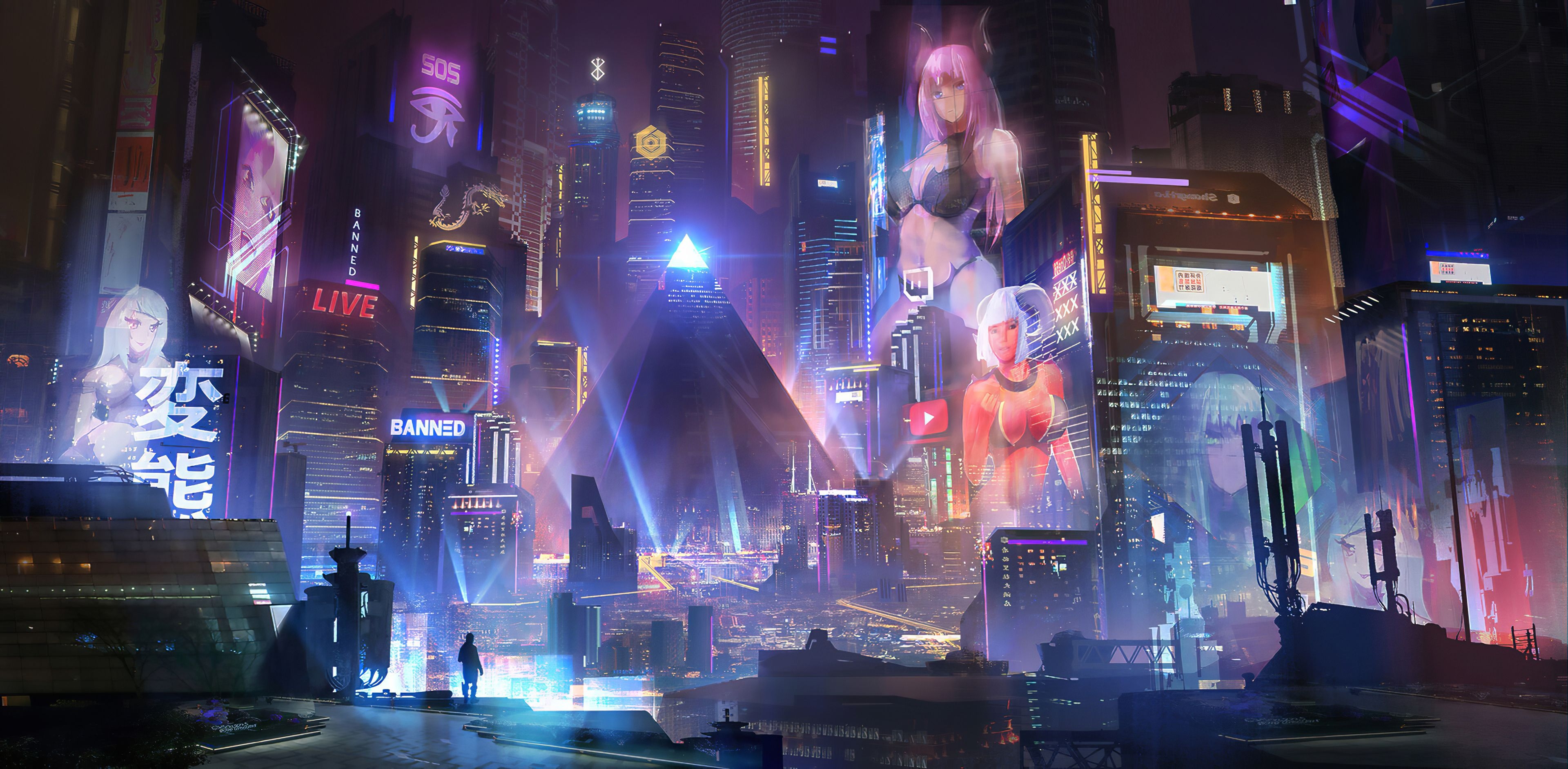 3840x1890 Cyberpunk City 4k, HD Artist, 4k Wallpaper, Image, Background, Photo and Picture, Dual Screen