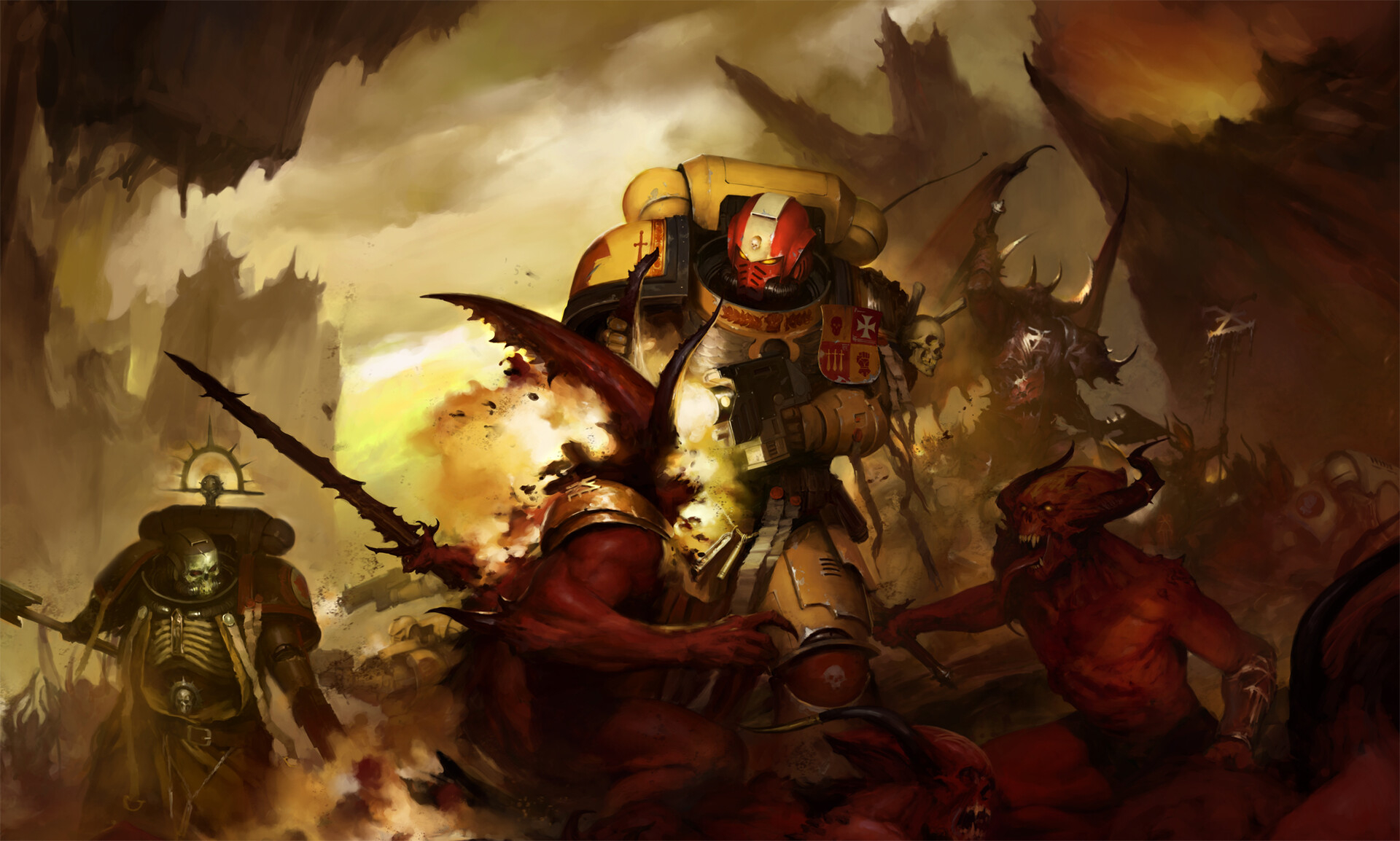 1920x1160 Imperial Fists vs Khorne Daemons HD Wallpaper, Desktop