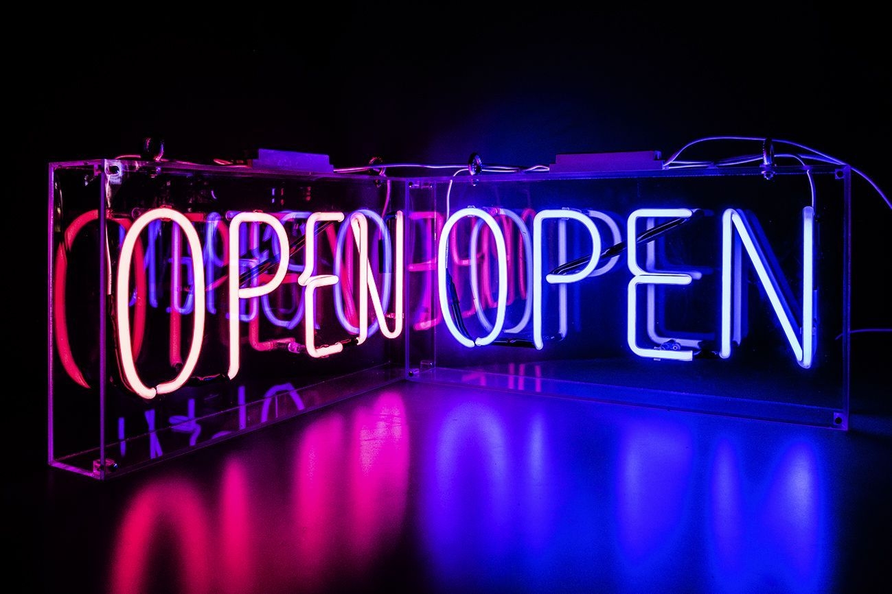 1300x870 Open Blue. Neon signs, Neon aesthetic, Neon open sign, Desktop