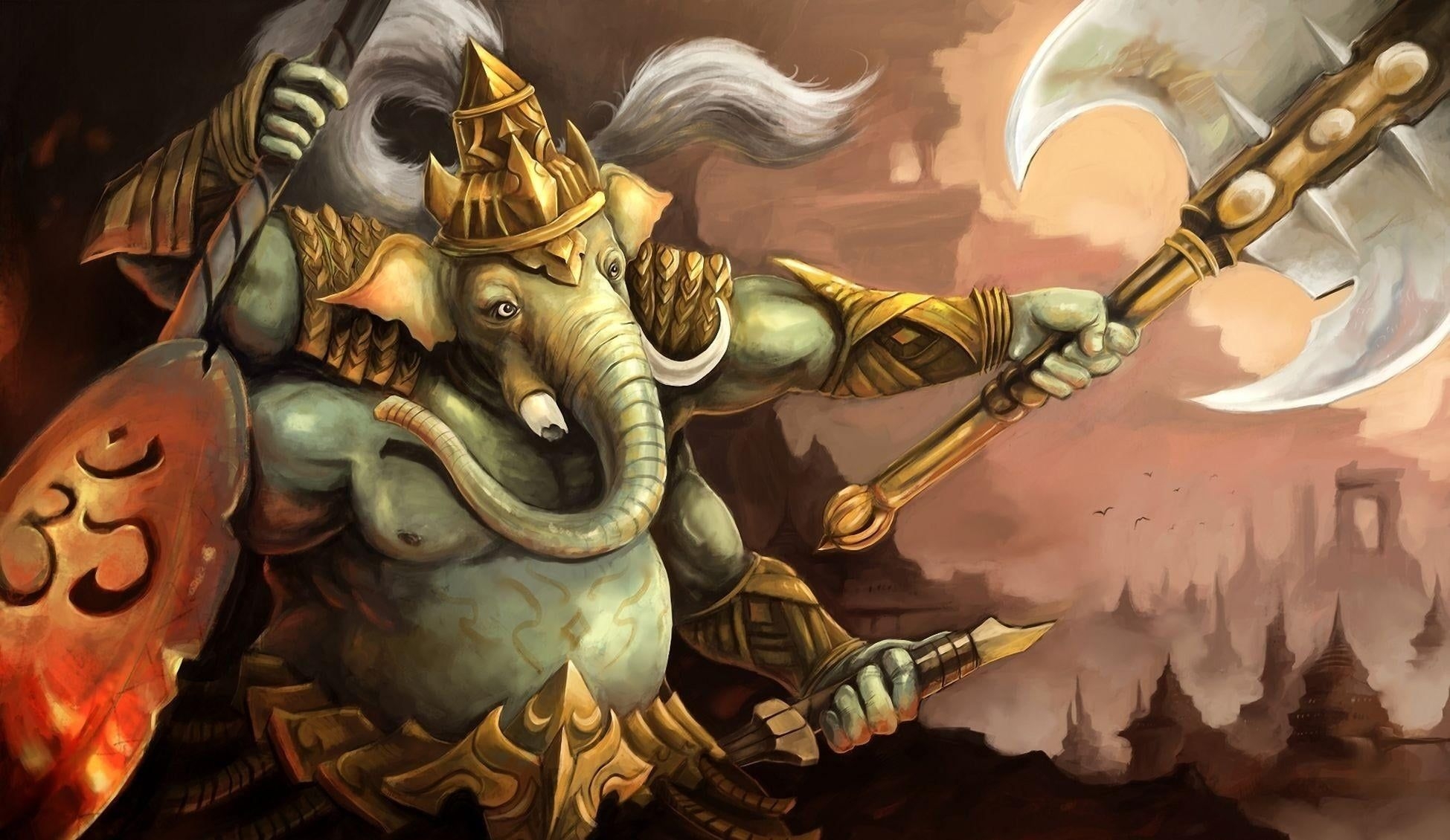 1950x1130 Ganesh Painting Image HD 1080p, Desktop