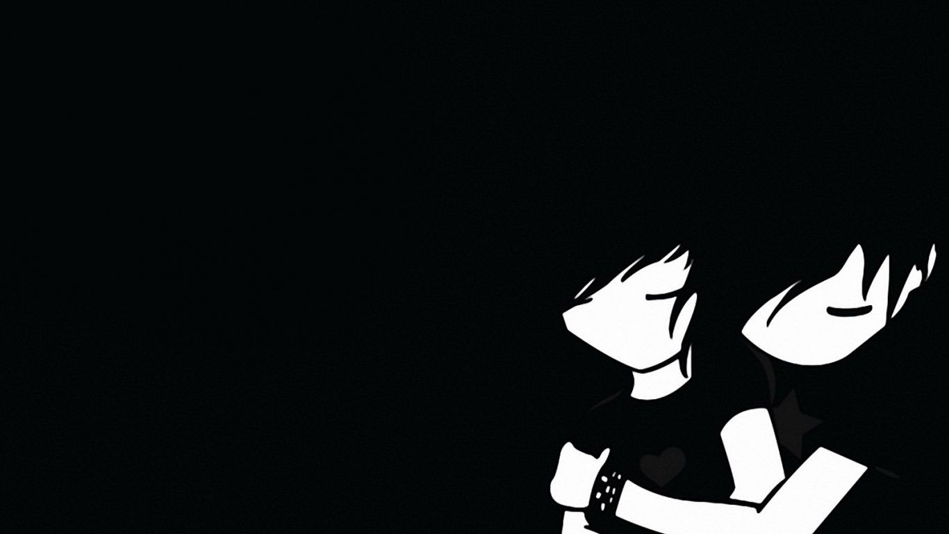 1370x770 Emo Boy Girl Black And White, Desktop