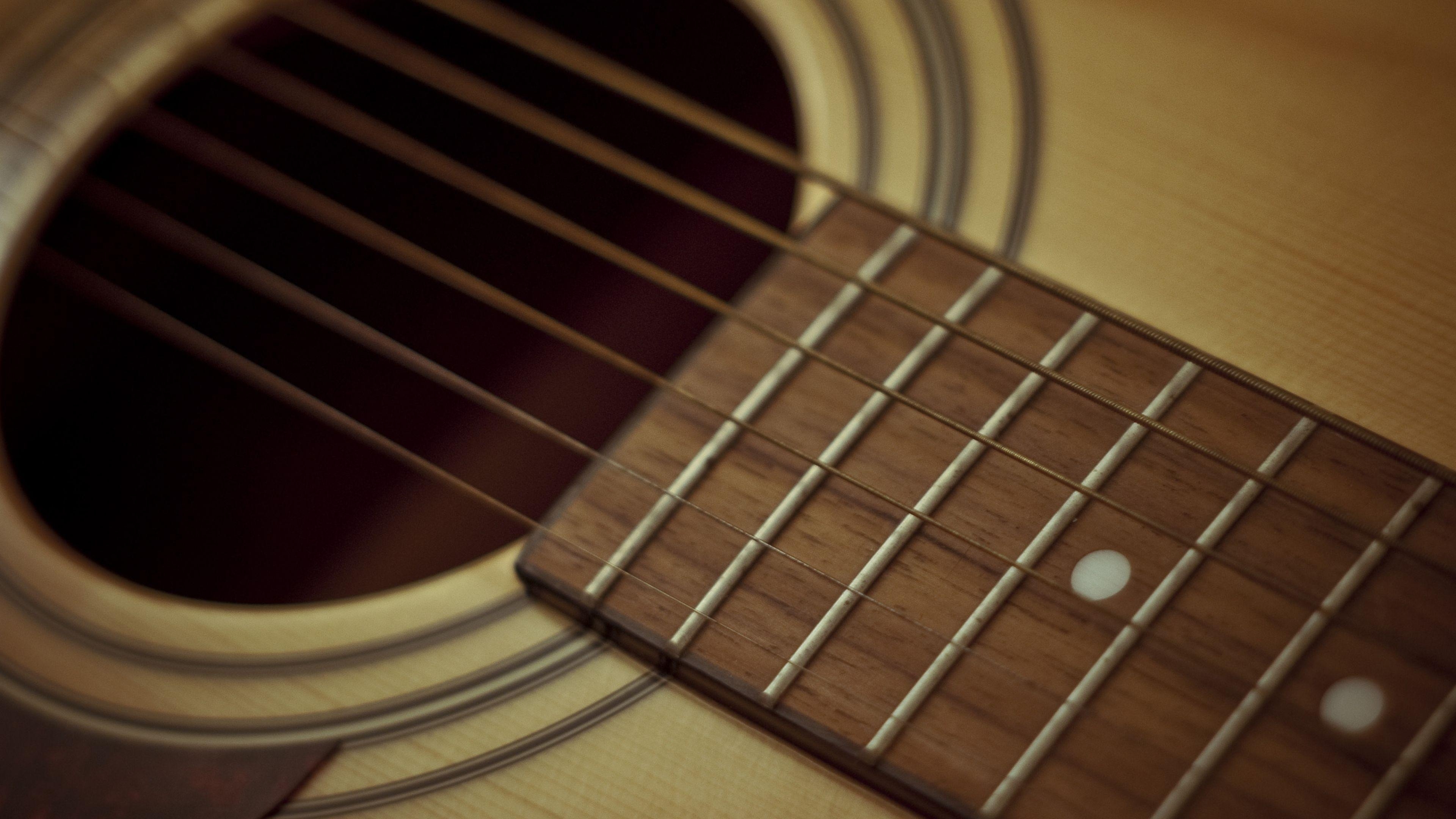 3840x2160 Download Wallpaper  Guitar, Strings, Metal, Wood 4K Ultra, Desktop