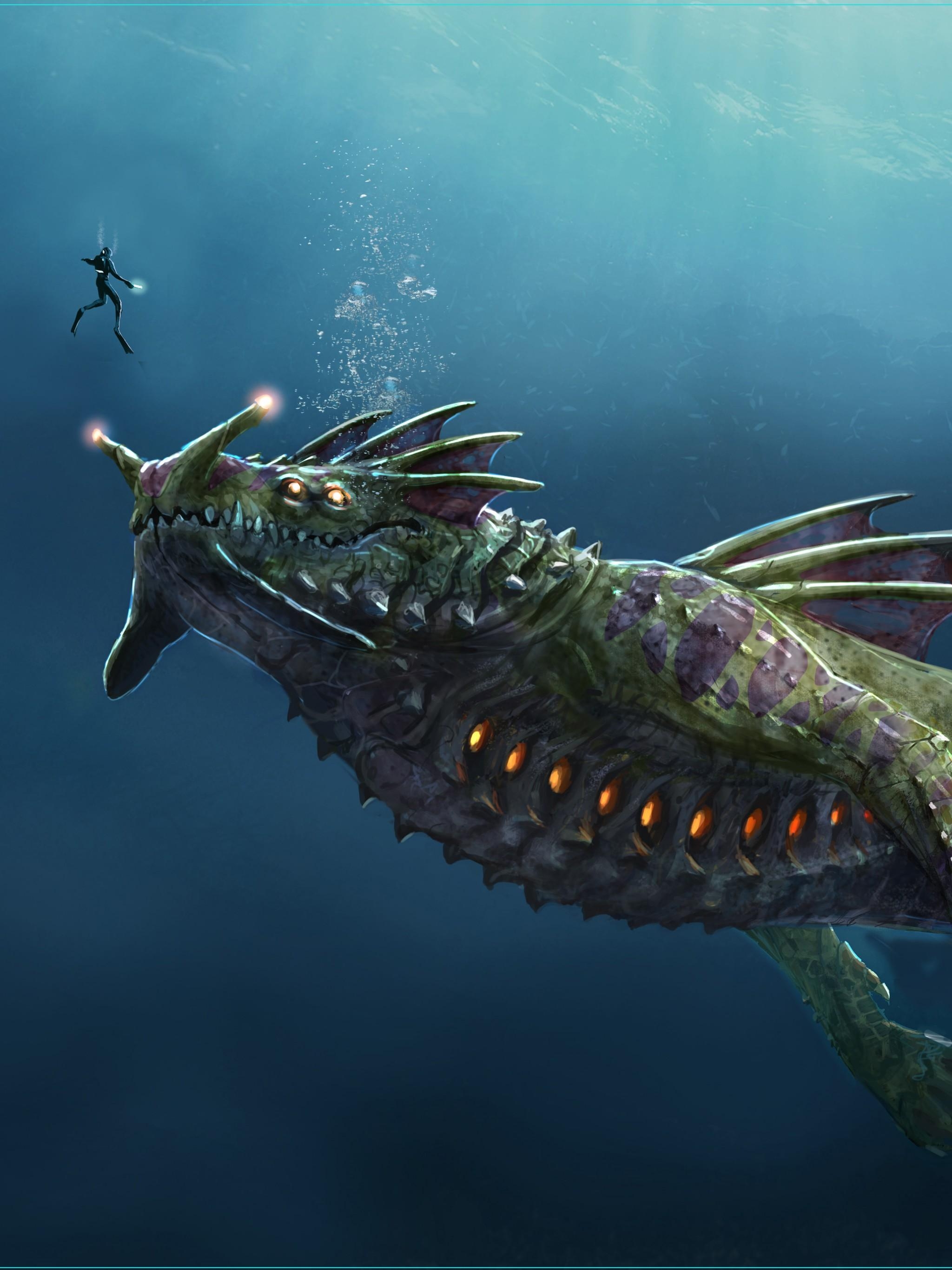 2050x2740 Download Wallpaper Sea Dragon Leviathan Wallpaper & Background Download, Phone