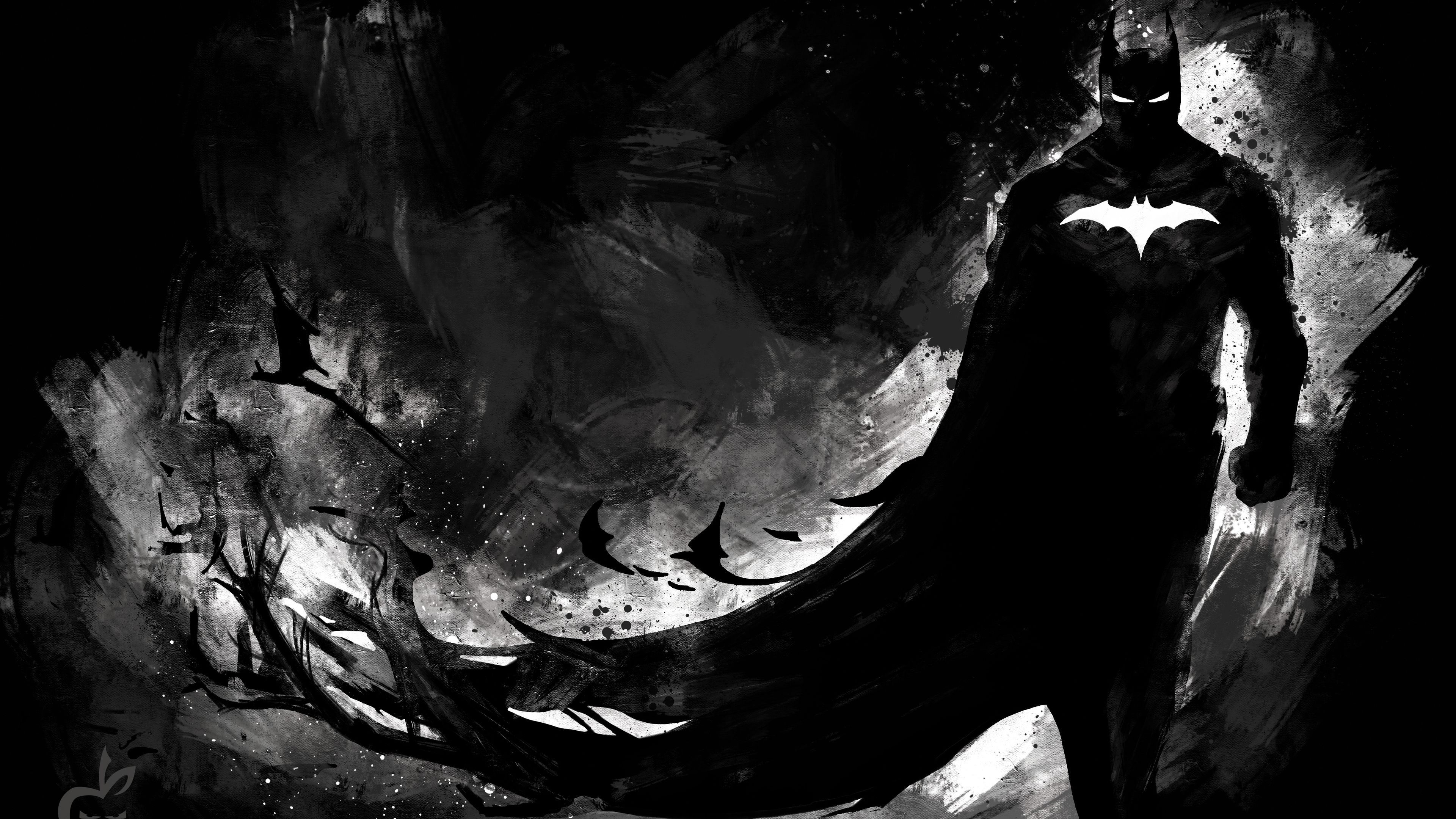 3840x2160 Dark Knight Monochrome 4k Superheroes Wallpaper, Hd Wallpaper, Digital Art Wallpaper, Batman Wallpaper, Art. Batman Wallpaper, Batman Painting, Batman Fan Art, Desktop