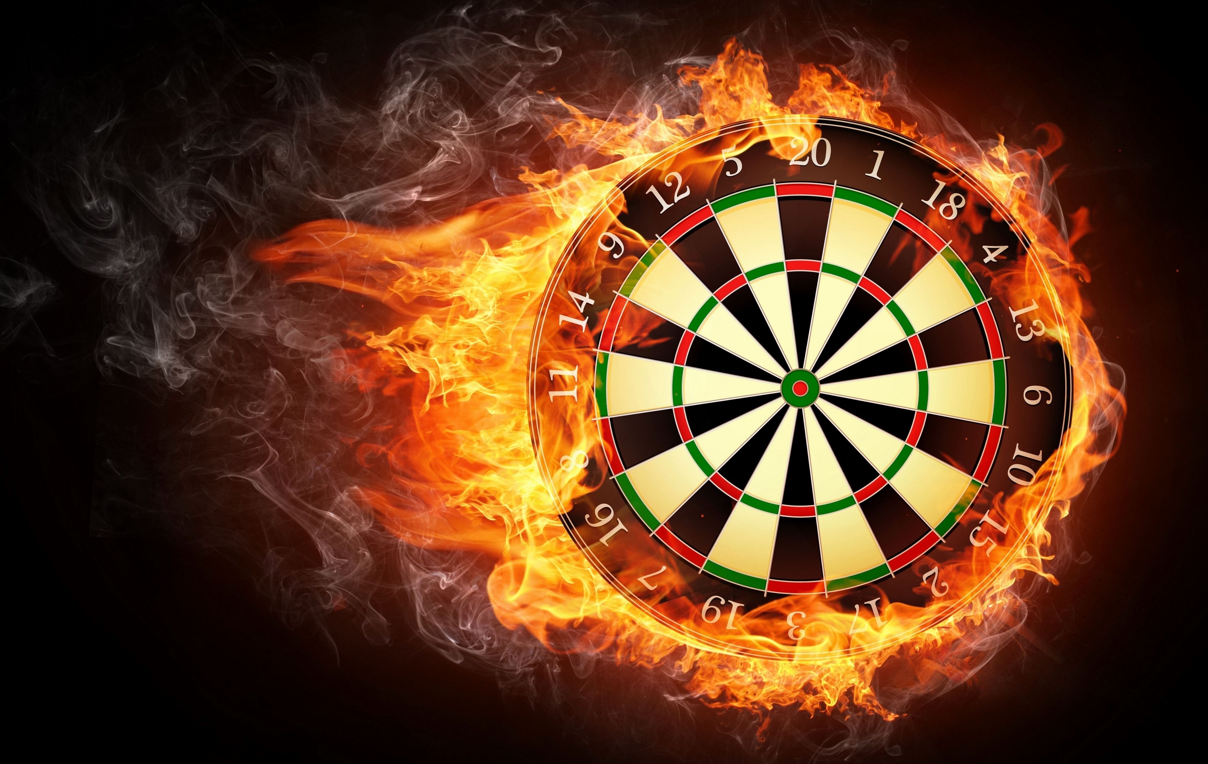 4000x2540 Wallpaper. Sports. photo. picture. Darts, target, Flame, smoke, Desktop