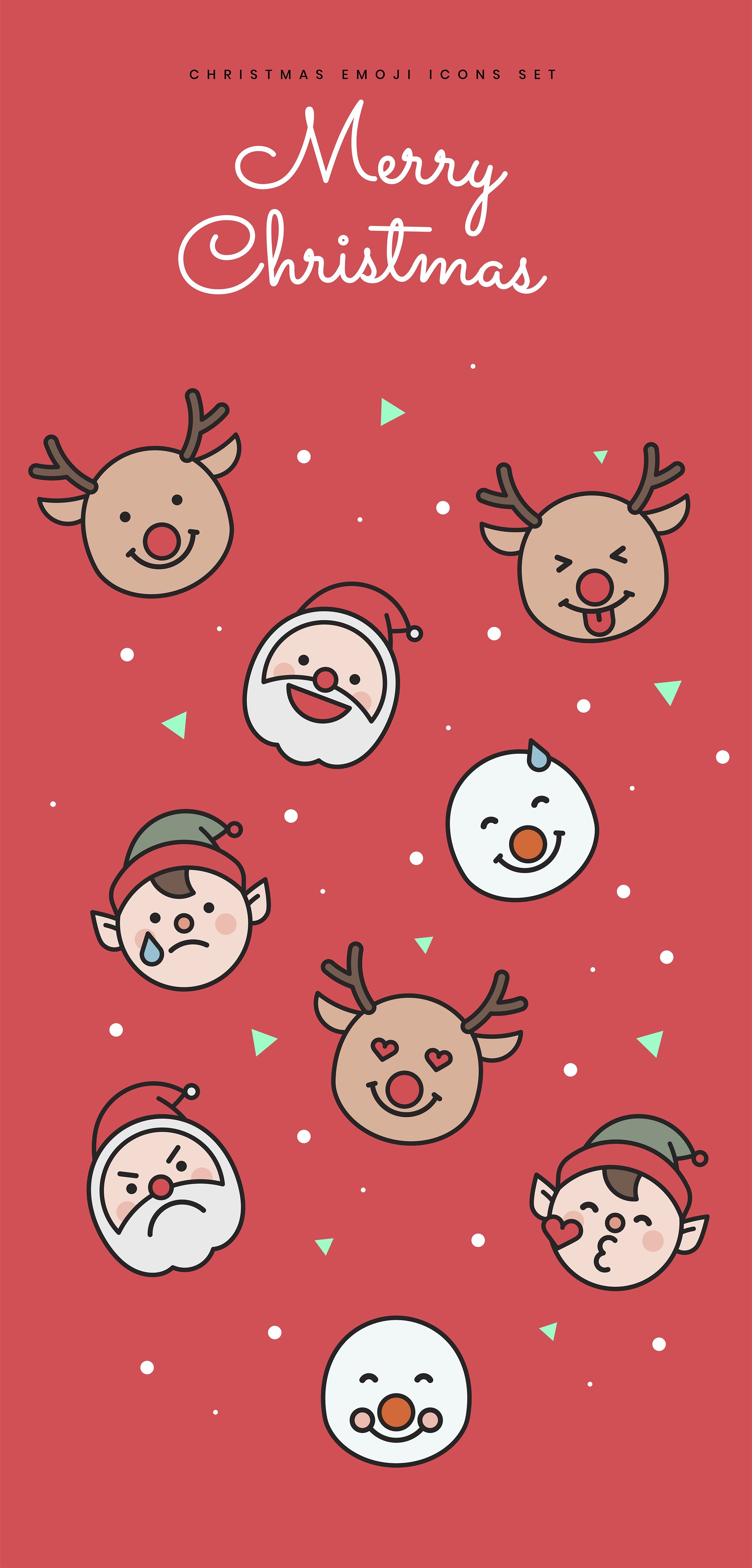 2400x5000 Christmas Emoji Icon Set. Icon set, Christmas wallpaper, Emoji, Phone