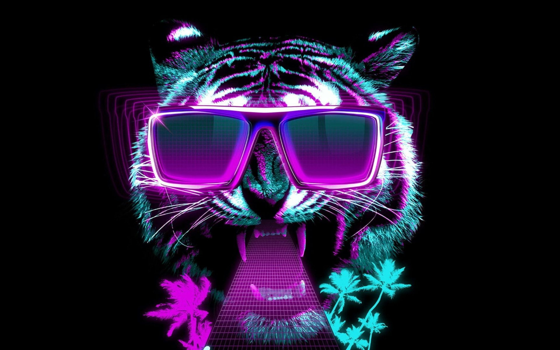 1920x1200 Wallpaper tiger, sunglasses, neon, graphic design • Wallpaper For You HD Wallpaper For Desktop & Mobile, Desktop