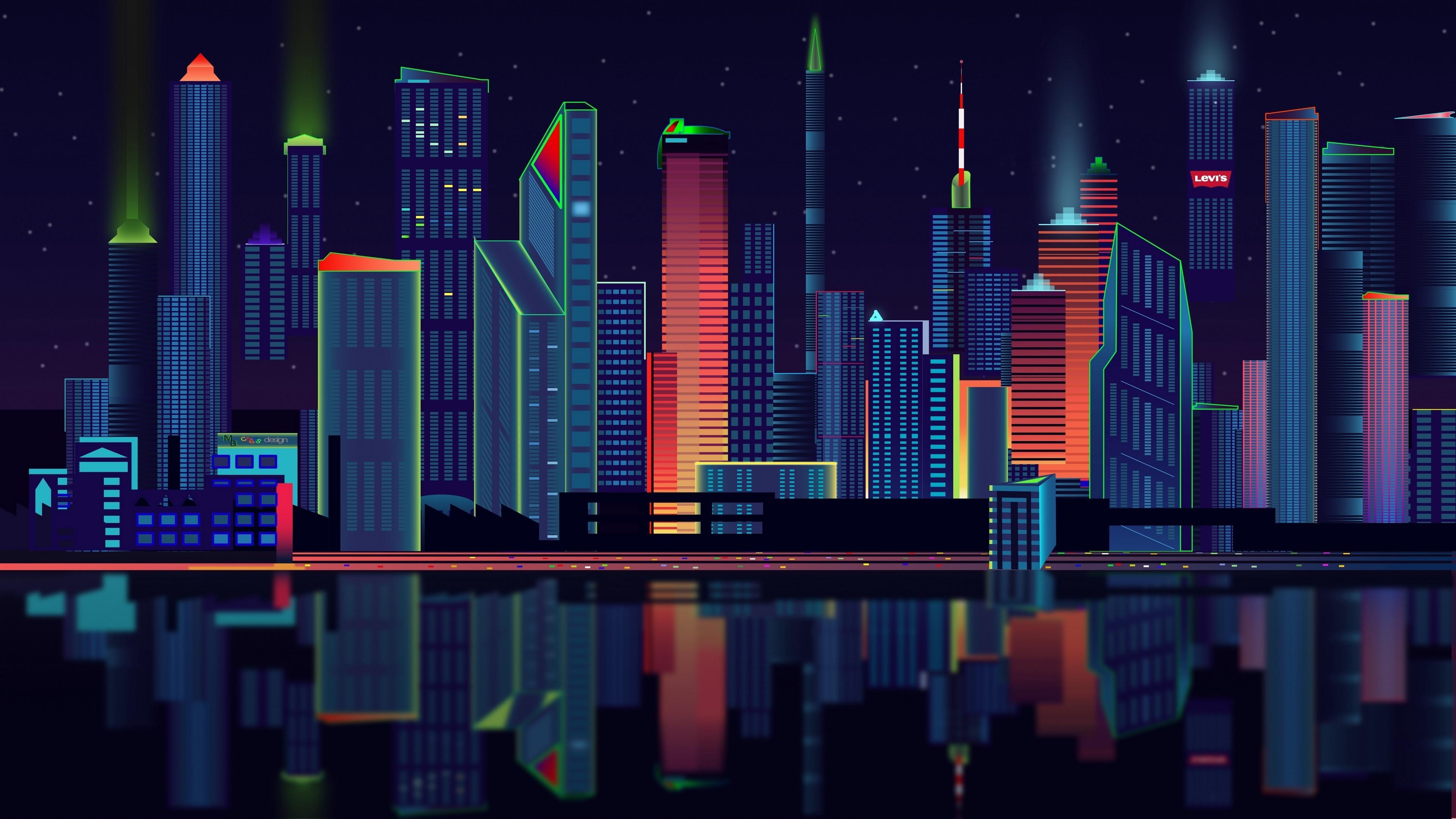 3840x2160 Download wallpaper  city, vector, panorama 4k uhd 16:9 HD, Desktop