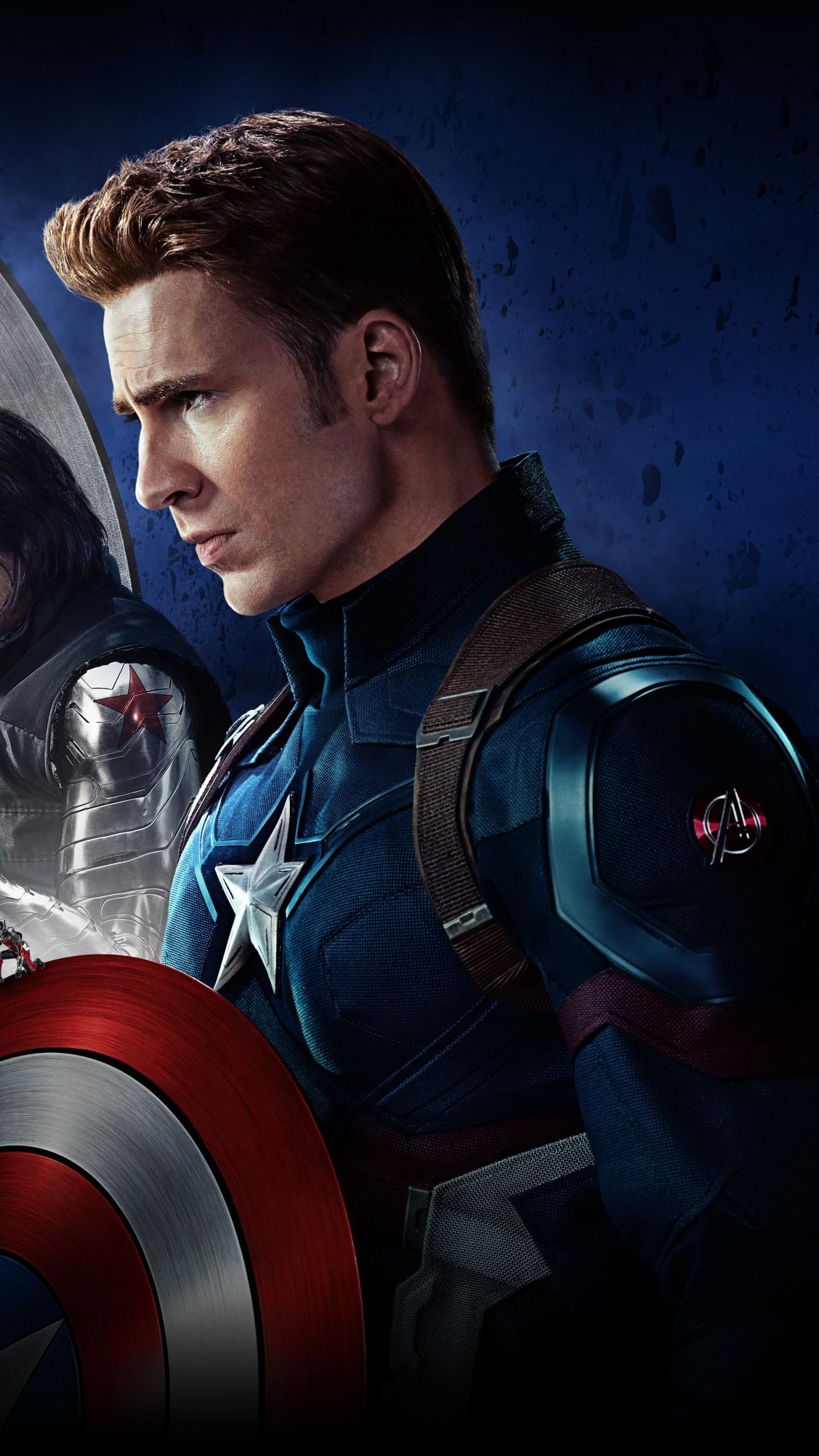 1440x2560 Wallpaper Captain America, Civil War, 2016 Movies, 4K, 5K, Movies, Phone