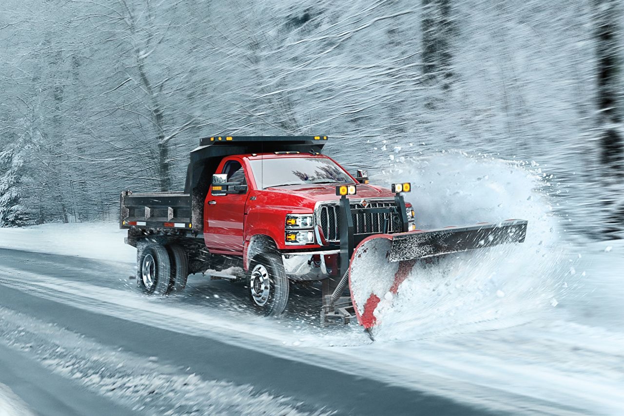 1280x860 Desktop Wallpaper Trucks International 2018 CV Day Cab Snow Plow, Desktop