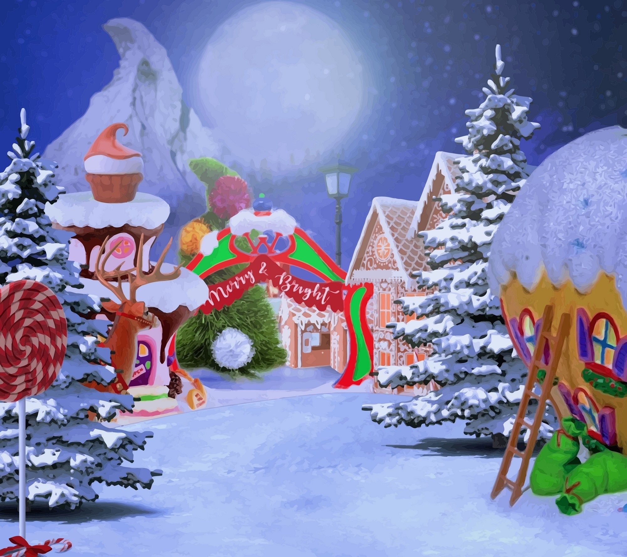 2000x1780 Grinchmas Crumpit Grinch Candy Land Village Snow Tree Background Computer Print Children Kids Backdrops, Desktop