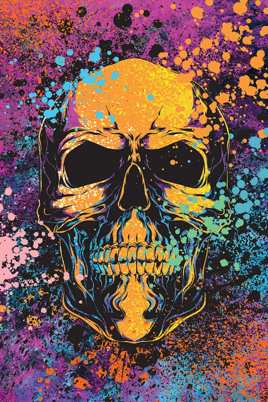 860x1280 Skull Splatter Paint Scary Spooky, Phone