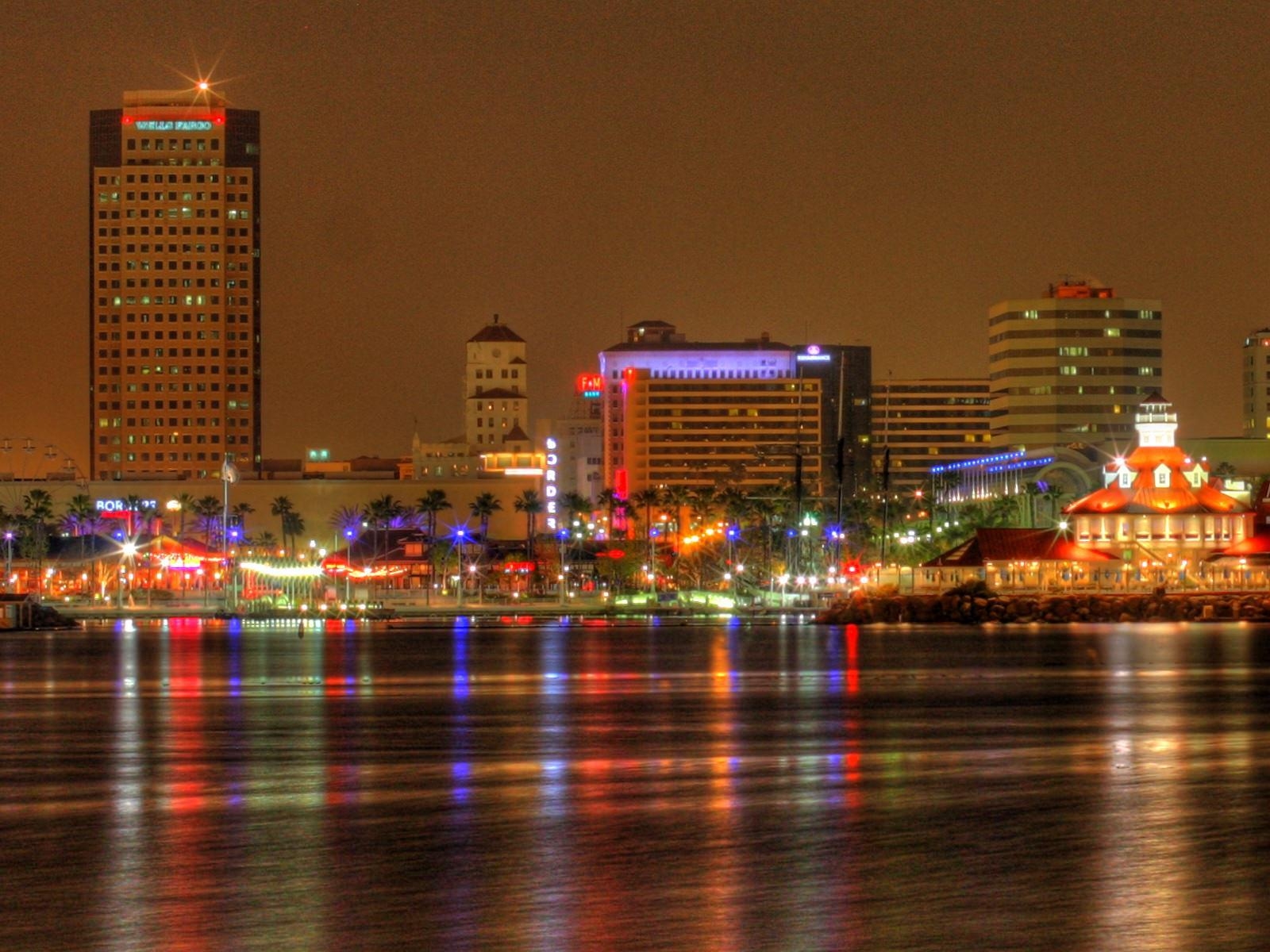 1600x1200 Long Beach at night  Wallpaper, Desktop