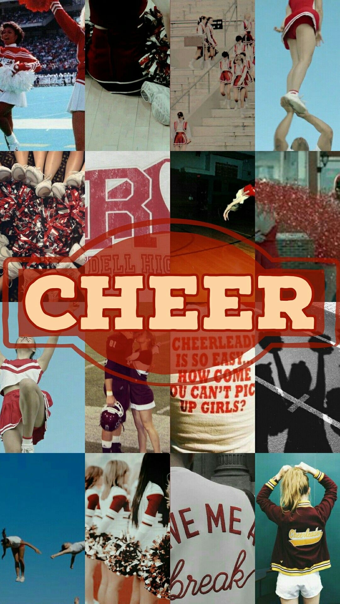 1080x1920 Cheerleader Lockscreen ○ Wallpaper ○ Red Aesthetic. Cheer posters, Cute cheer picture, Cheer team picture, Phone