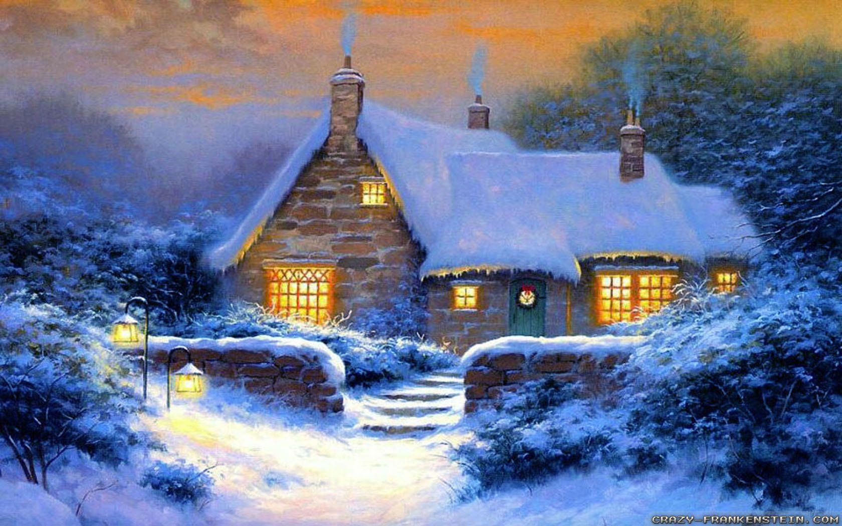 1680x1050 Winter Cottage wallpaper, Desktop