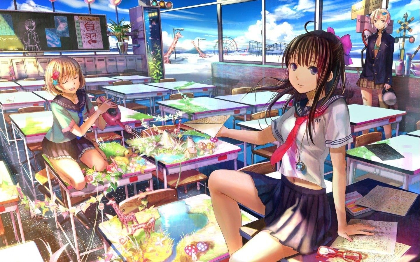 1440x900 School uniforms anime manga Fuji Choko soft shading sailor uniforms, Desktop