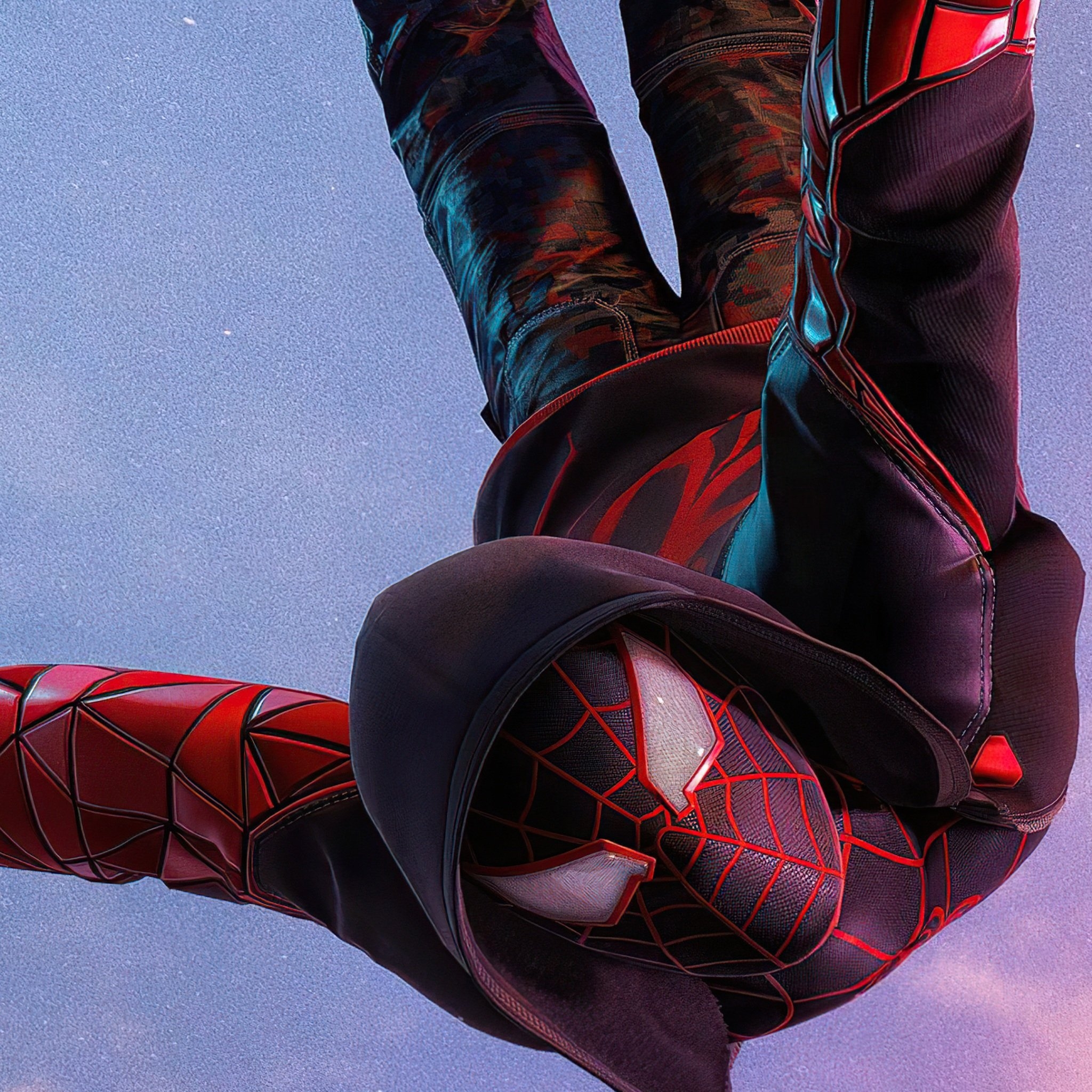 2050x2050 Wallpaper 4k Miles Morales Ps5 Spiderman Jump 4k Wallpaper, Phone