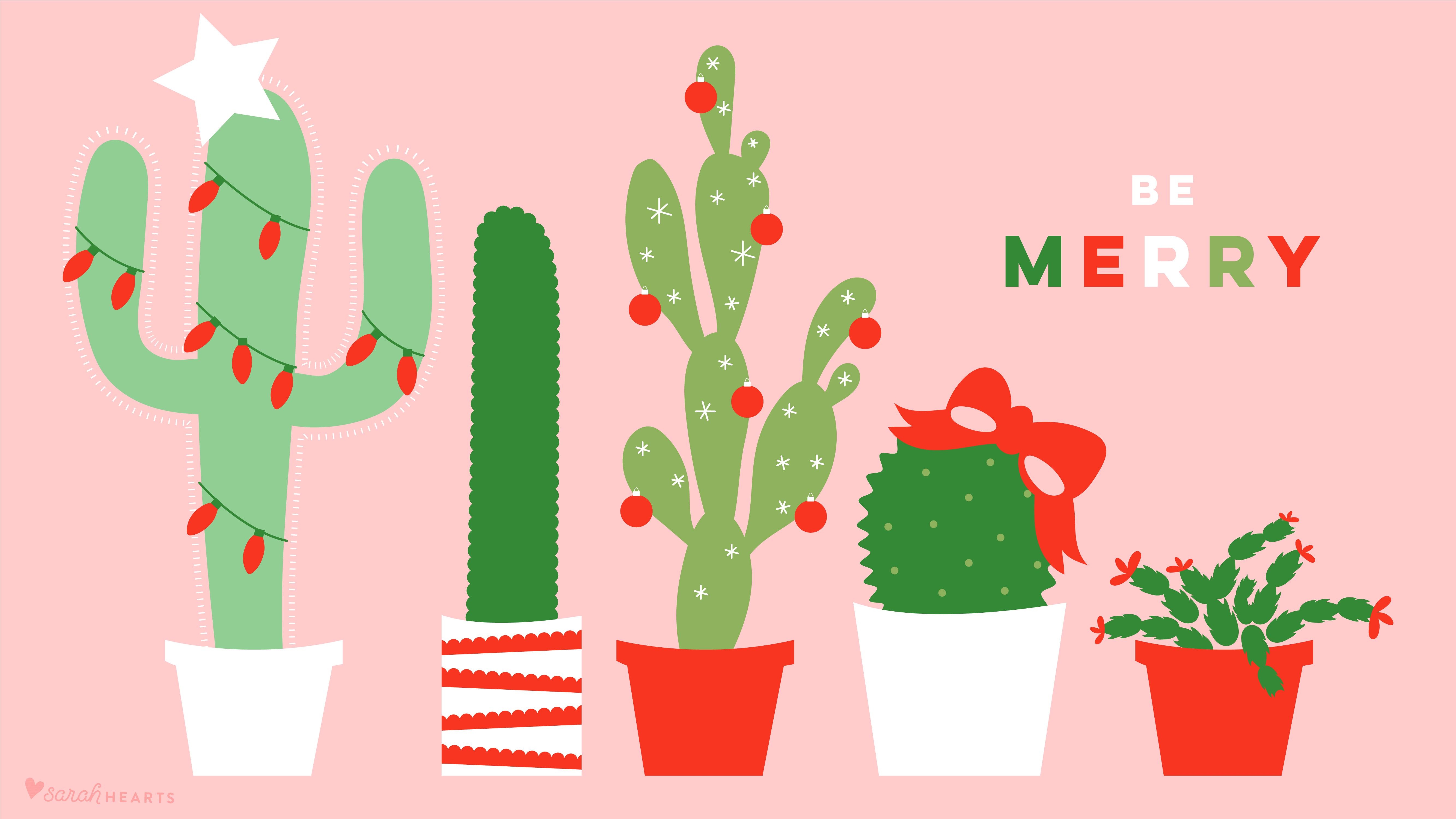 5340x3010 December 2017 Christmas Cactus Calendar Wallpaper, Desktop