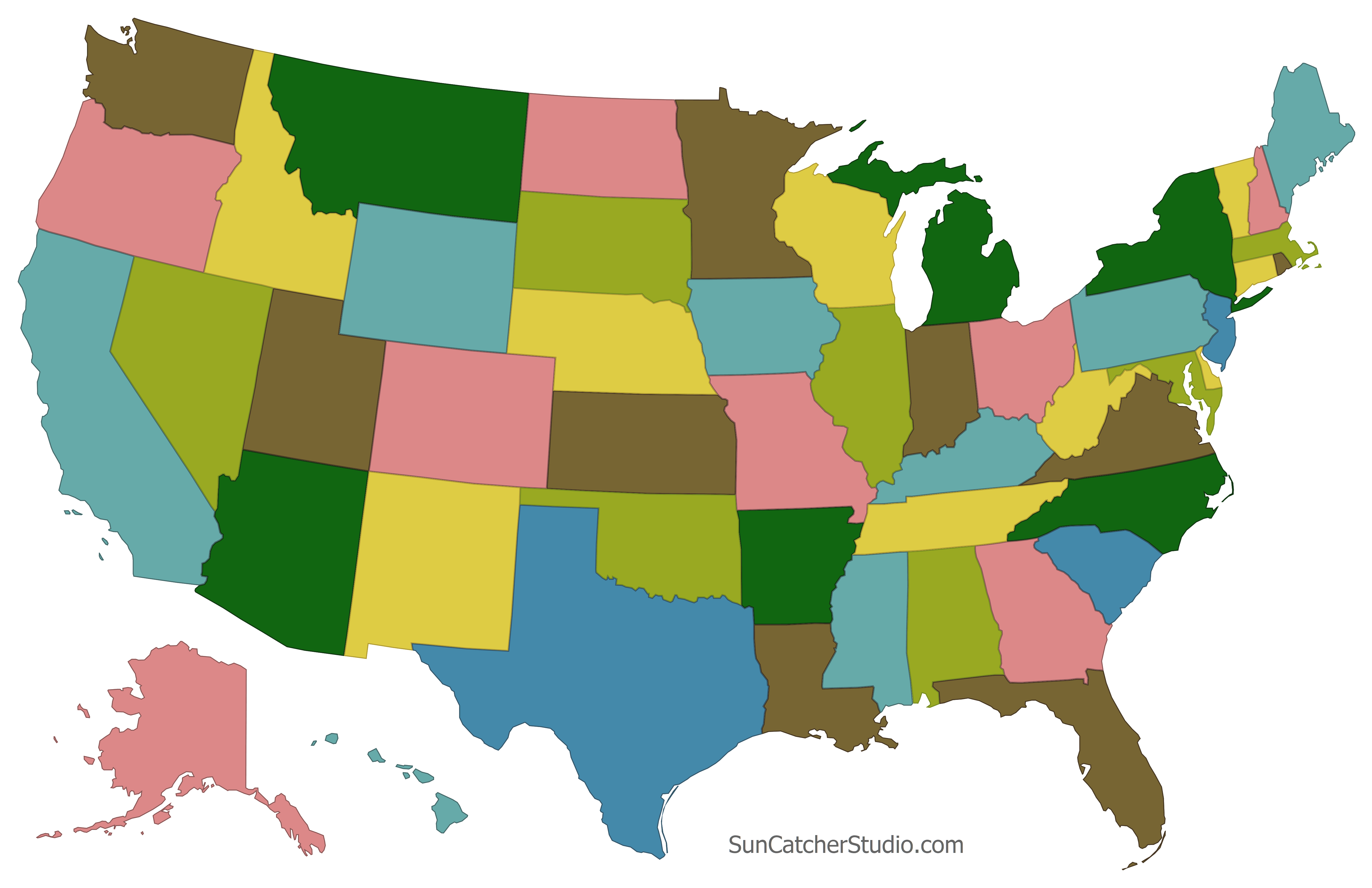 5000x3240 Printable US Maps with States (Outlines of America States), Desktop