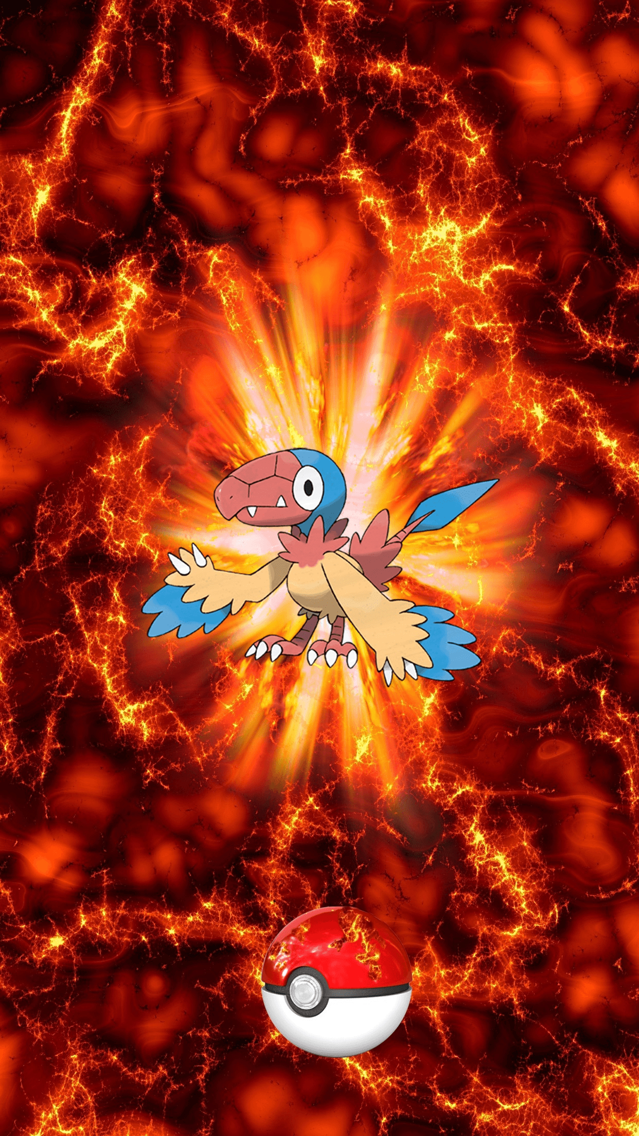 1250x2210 Fire Pokeball Archen Archen 109 Eggplume fossil, Phone