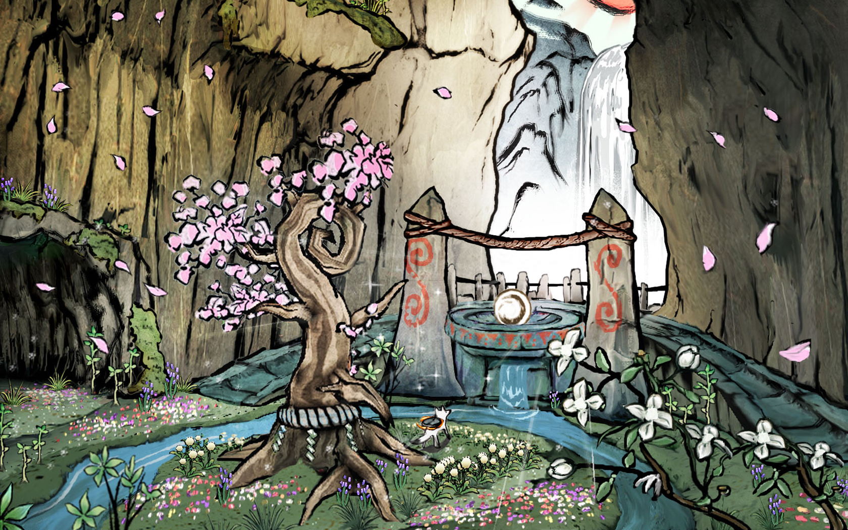 1680x1050 video games, nature, Okami, drawings wallpaper, Desktop