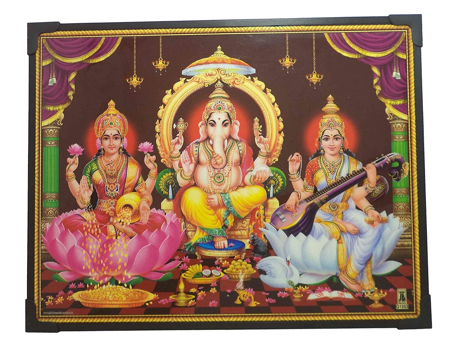 1500x1160 Lord Ganesh Lakshmi and Saraswati Photo Beading Frame ( 29 cm x 22.5 cm x 1 cm ) / Wall Hangings for Home Decor and Wall Decor / ganpati vinayagar pillaiyar ganesha, Desktop