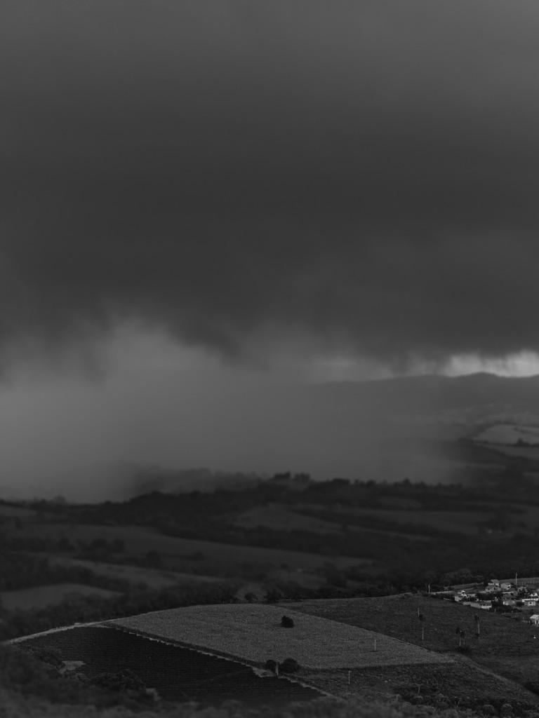 770x1030 Download  Storm, Foggy, Village, Cropland, Monochrome, Phone