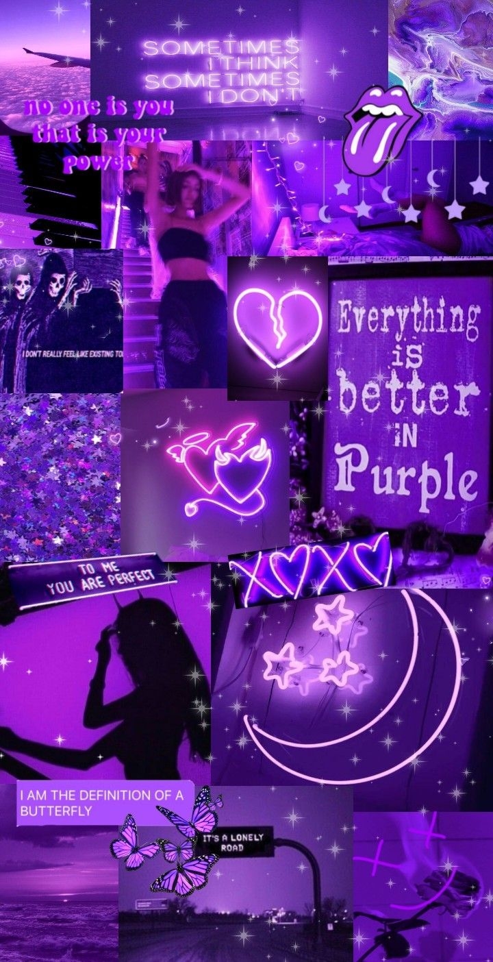 720x1410 Purple Aesthetic Collage Wallpaper. iPhone wallpaper themes, Dark wallpaper iphone, Purple wallpaper phone, Phone