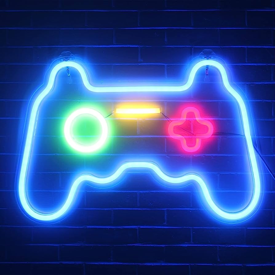 900x900 Amazon.com, Game Neon Sign, 16x10.8 Gamepad Shape LED Neon Lights for Children Teen Girls Gamer Room Decor, Wall Decoration Playstation Lightup Signs with USB Cable for Bar Gaming Room Party, Phone