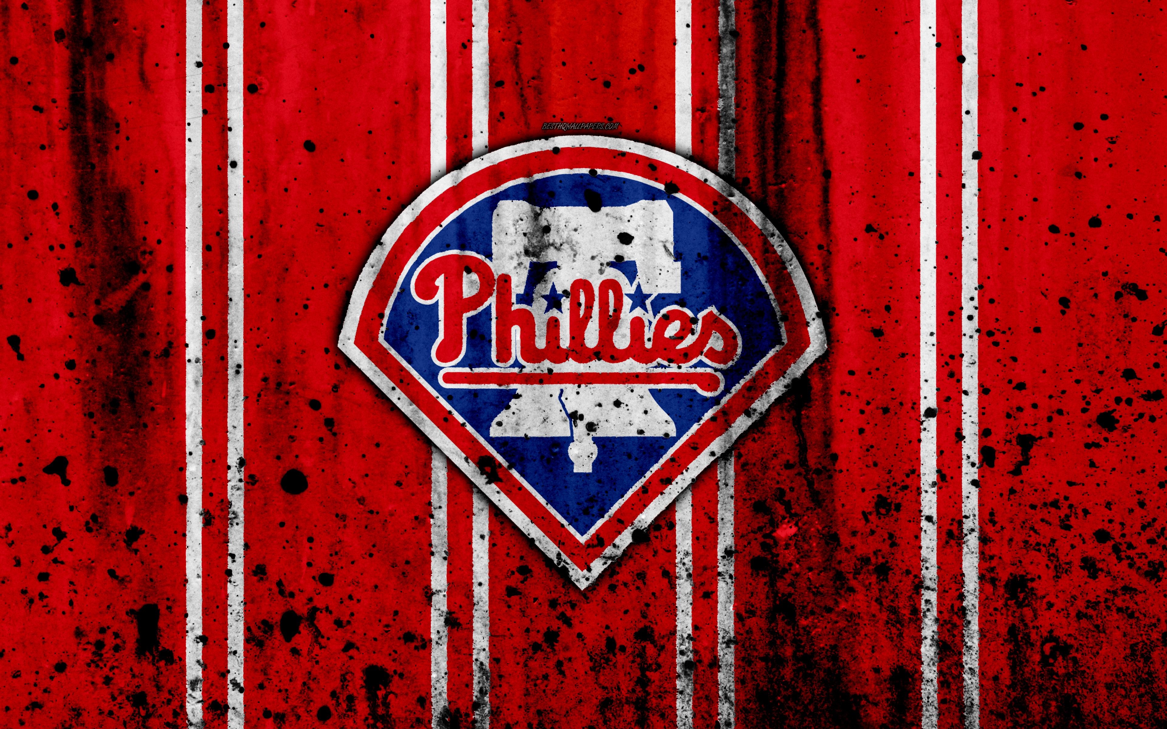 3840x2400 Download wallpaper 4k, Philadelphia Phillies, grunge, baseball, Desktop