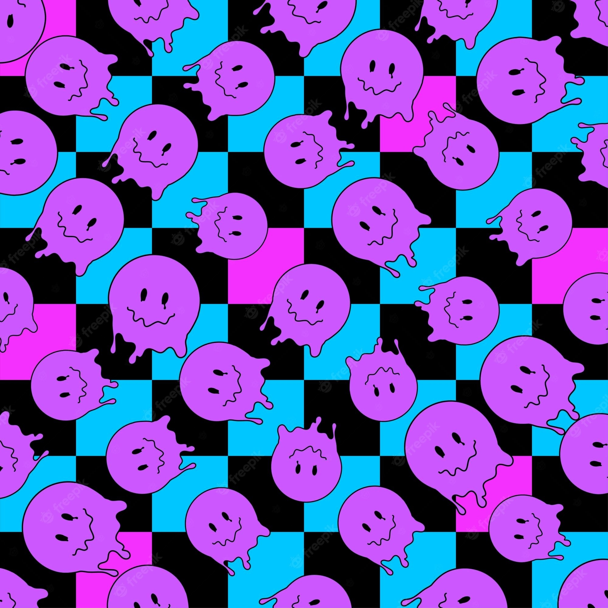 2000x2000 Premium Vector. Funny smile dope faces seamless pattern psychedelic surreal techno melt smile background trippy smiley faces techno melting smile face cartoon background wallpaper concept art y2k aesthetic, Phone