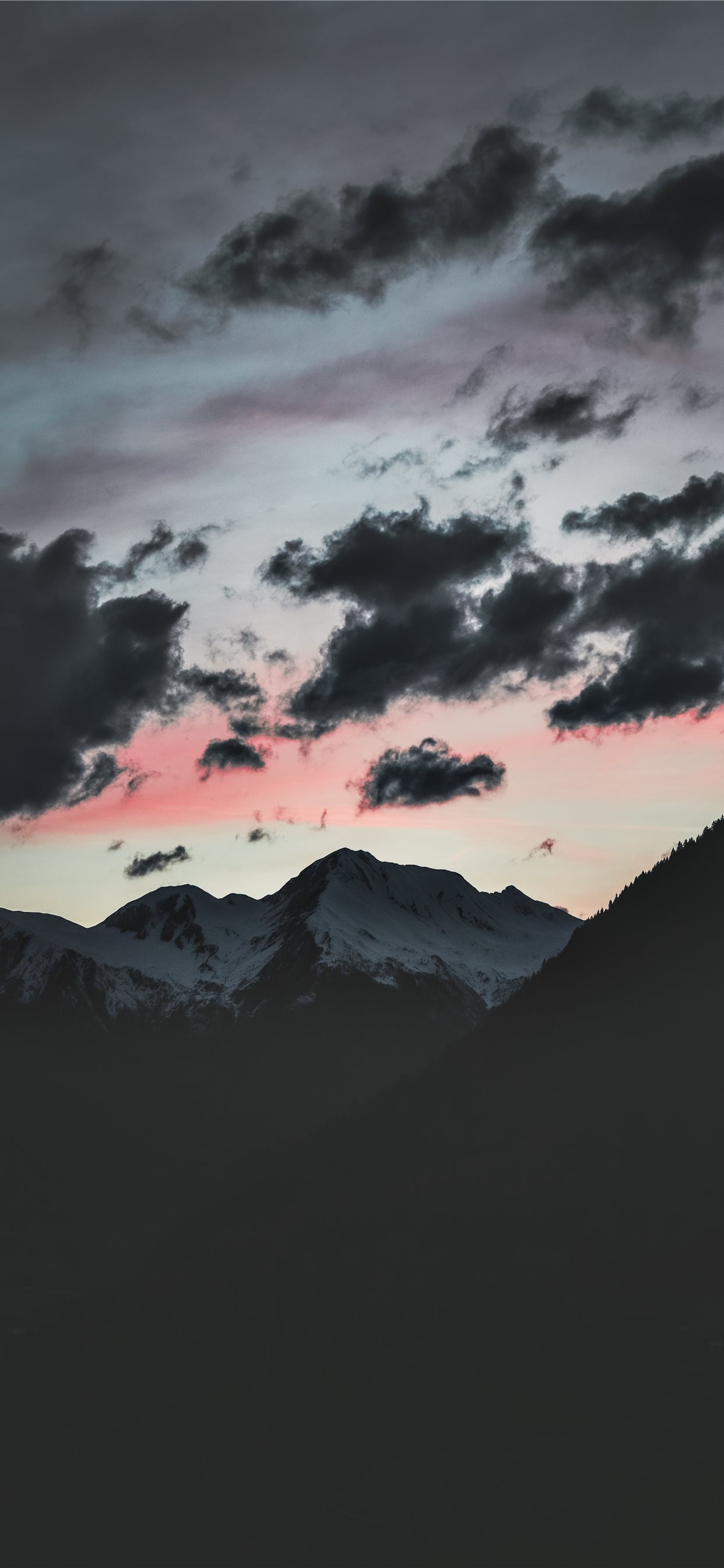 1250x2690 silhouette of mountain under cloudy sky iPhone 11 Wallpaper Free Download, Phone