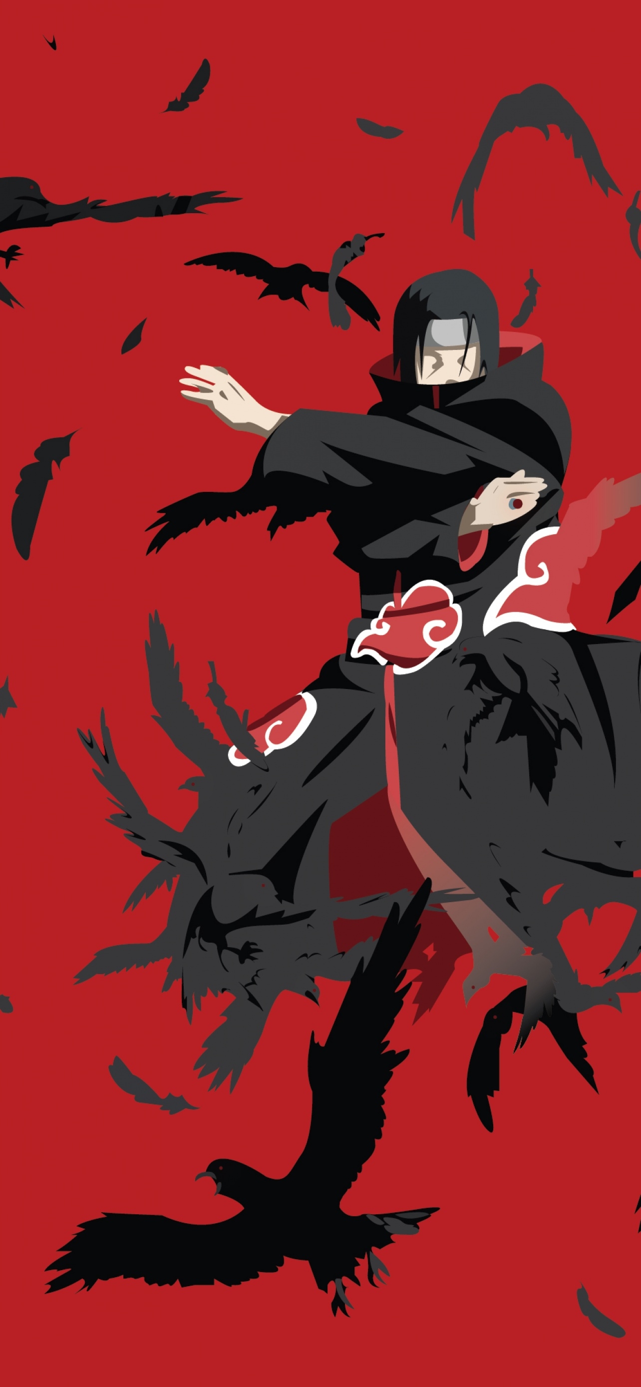 1290x2780 Itachi Uchiha Wallpaper 4K, Naruto, Red background, Phone