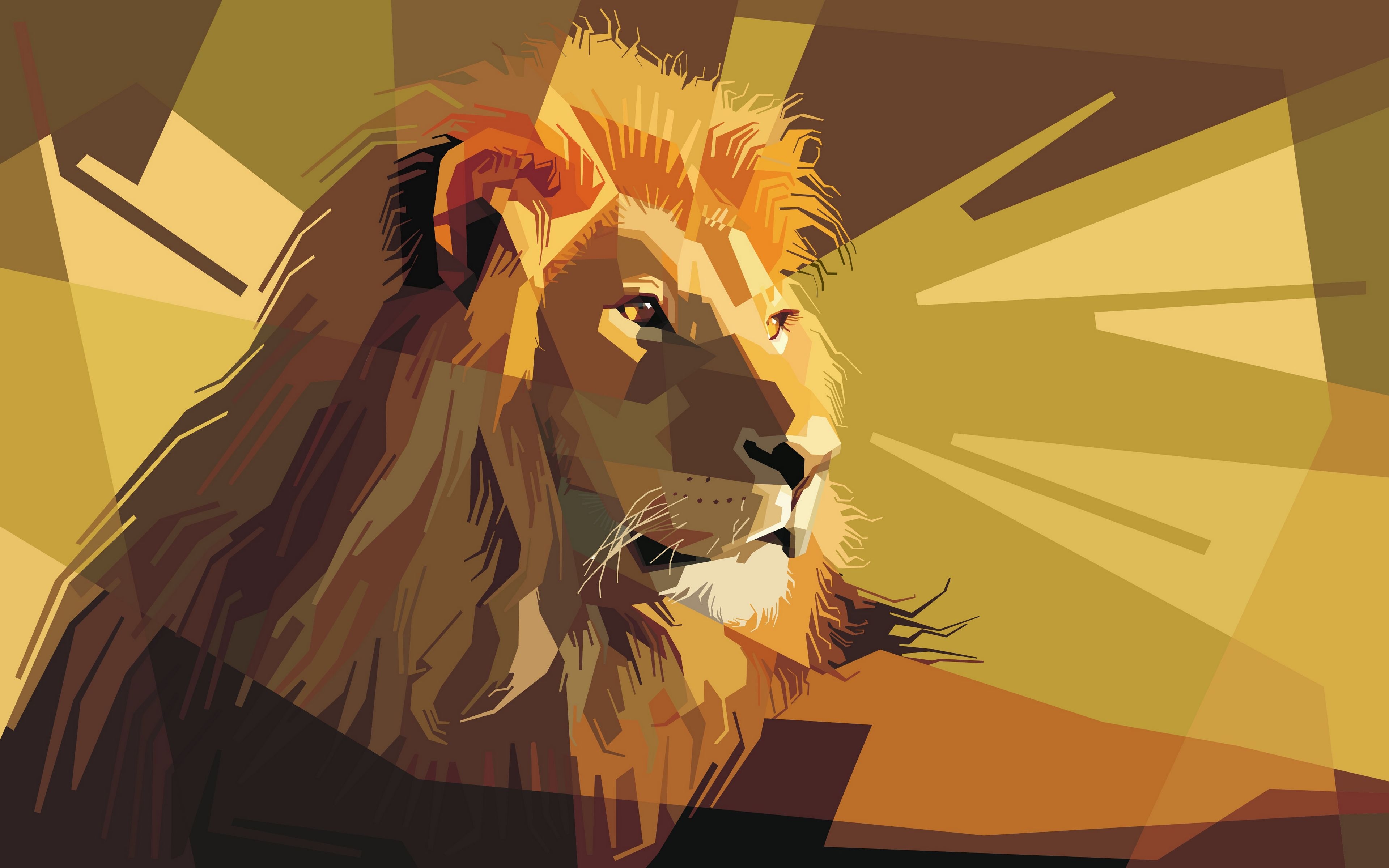 3840x2400 Download wallpaper  lion, art, vector, lines, stripes 4k ultra HD 16:10 HD background, Desktop