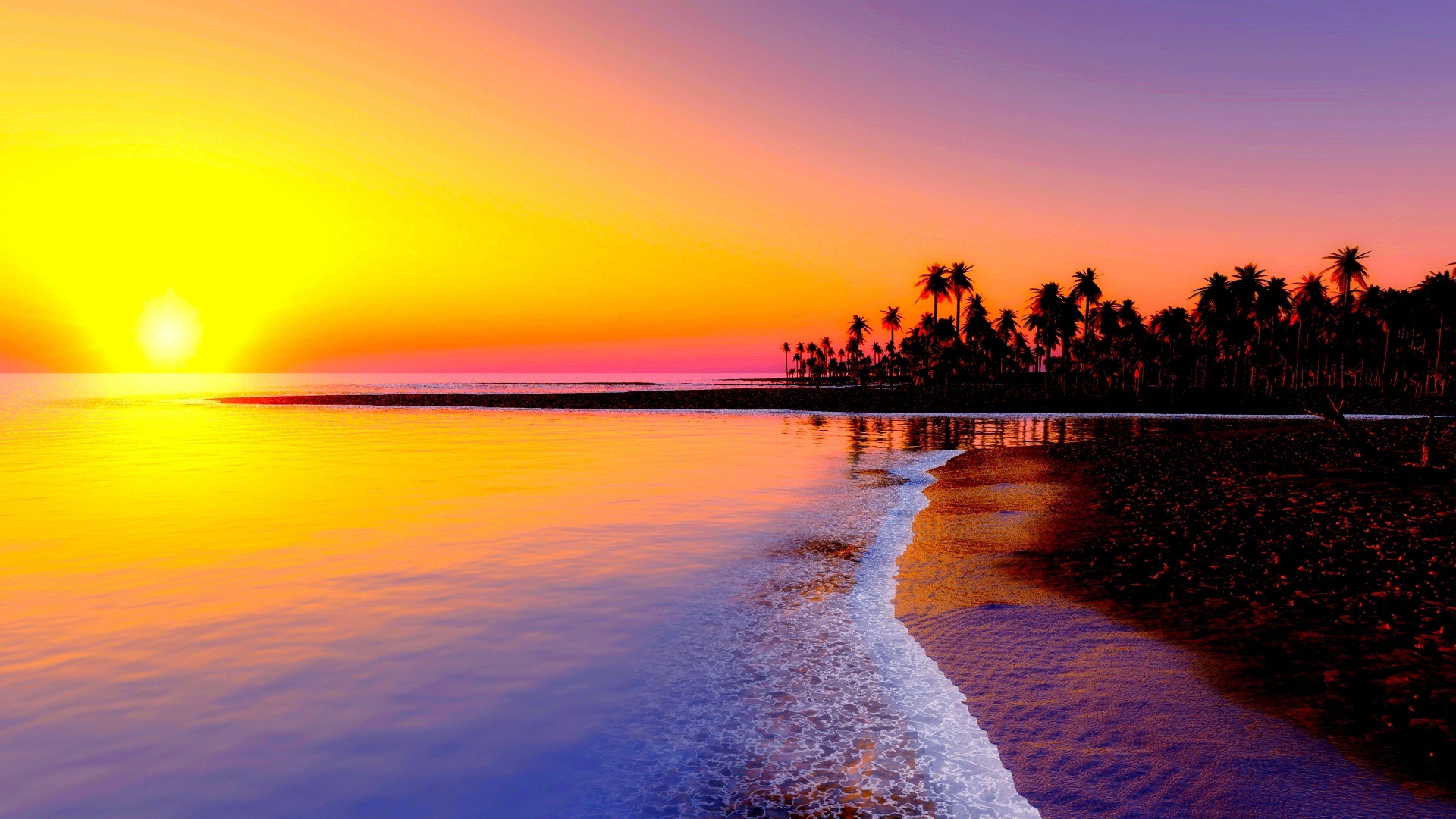 3840x2160 4K Sunset WallpaperK wallpaper. Beach wallpaper, Sunset, Desktop