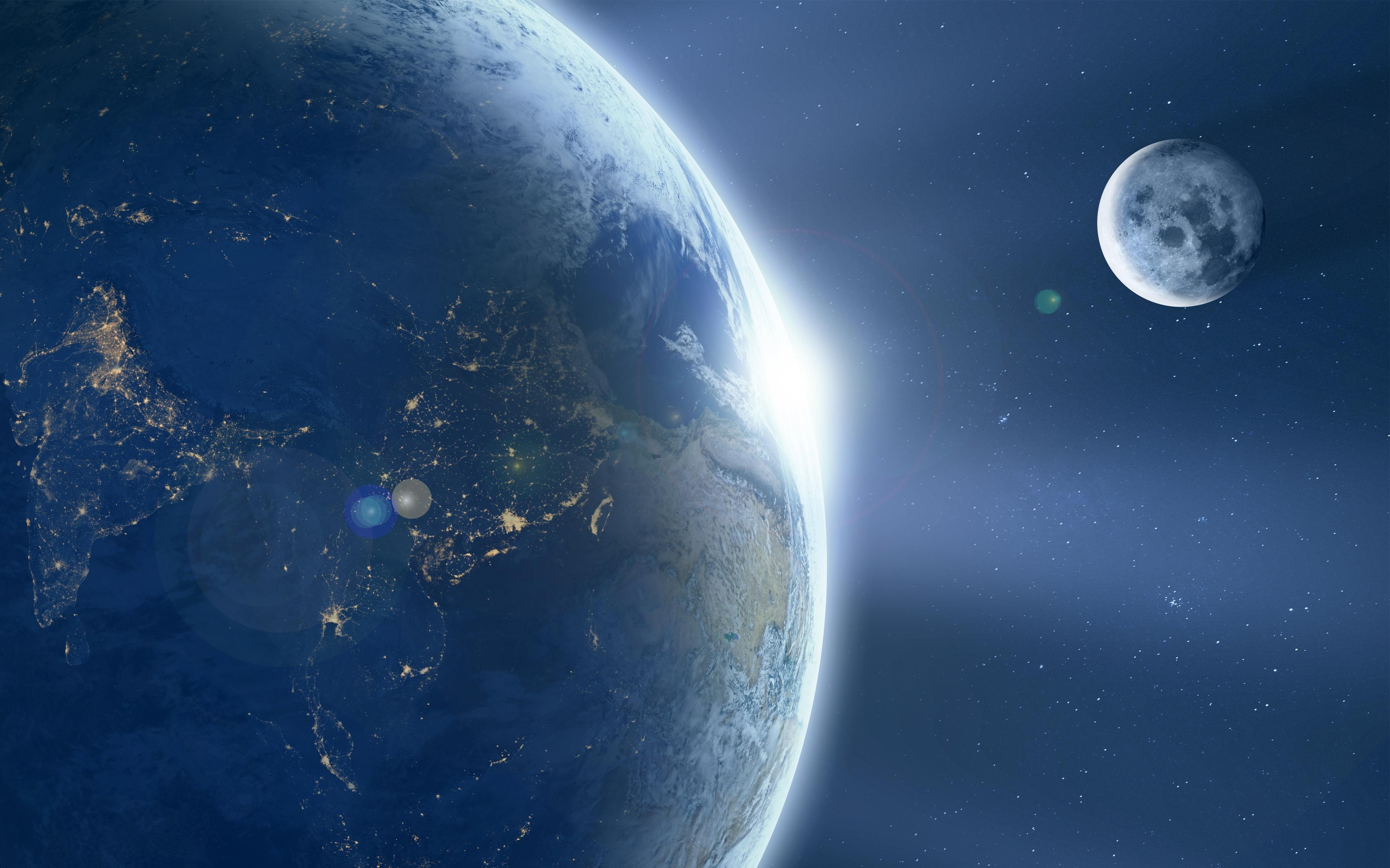 3840x2400 Wallpaper 4k Earth Moon 4K 8K Earth, Moon, Planet, Desktop