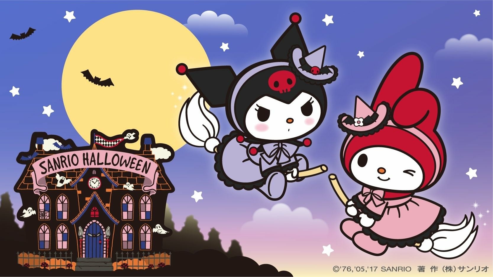 1670x940 Kuromi et Melody. Hello kitty iphone wallpaper, Hello kitty halloween, Hello kitty wallpaper, Desktop