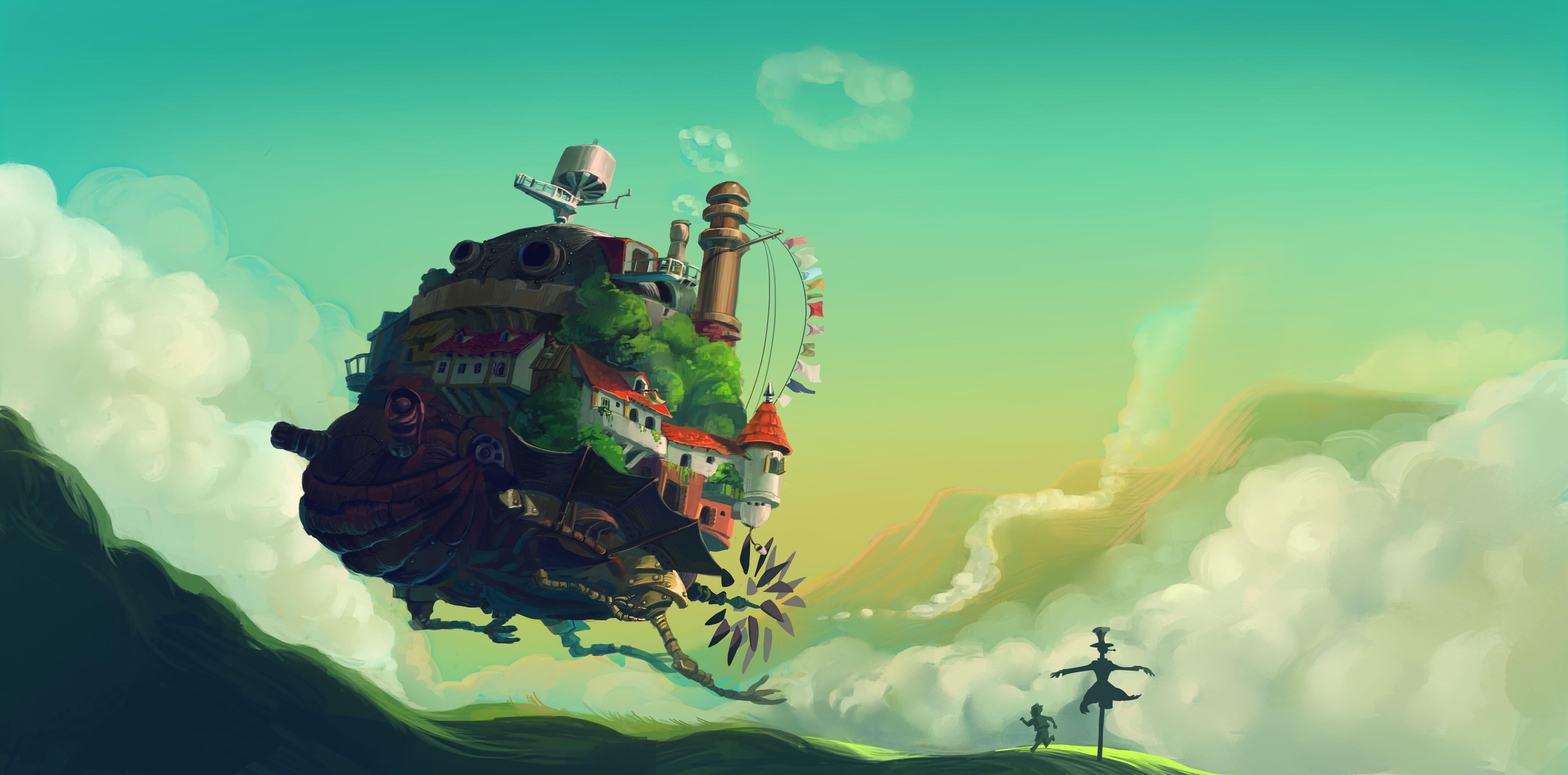 4700x2320 Howl Moving Castle Wallpaper's Moving Castle, Dual Screen