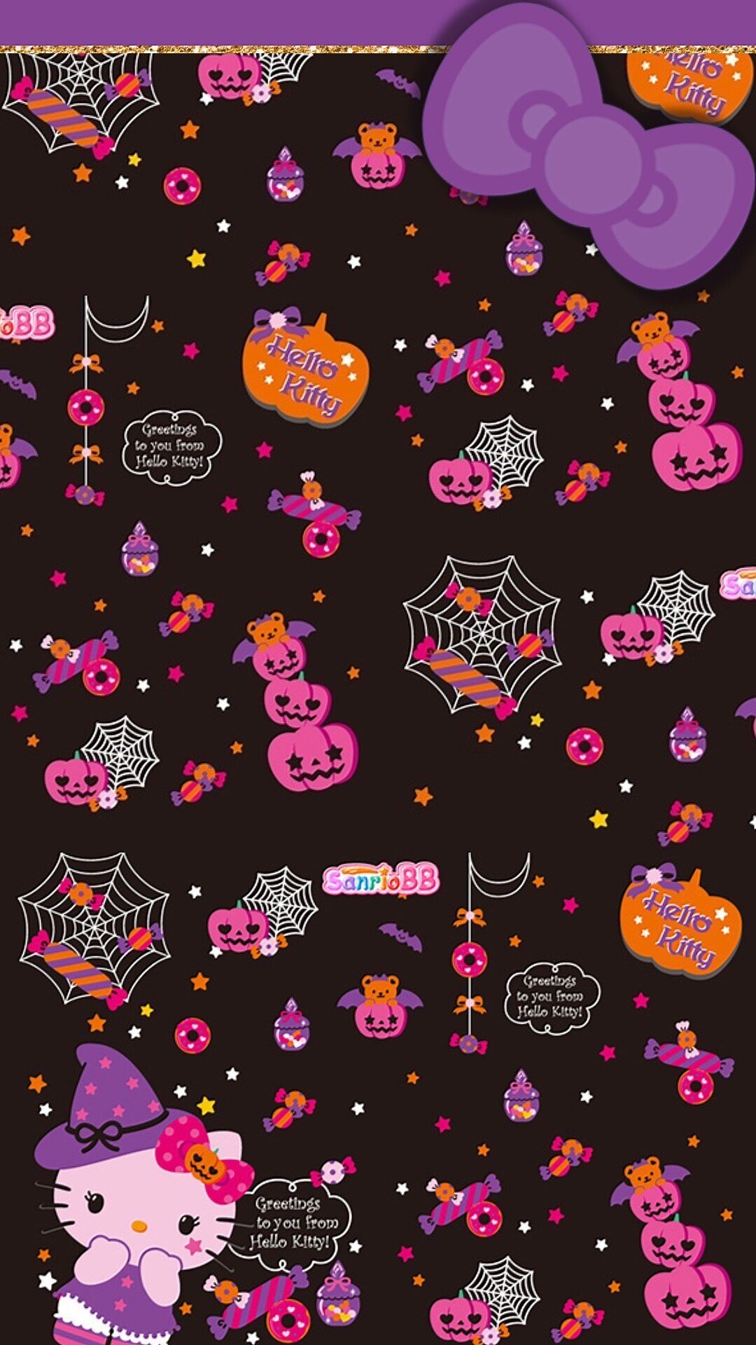 1080x1920 reeseybelle: Halloween HK tjn. Hello kitty halloween wallpaper, Hello kitty halloween, Hello kitty background, Phone