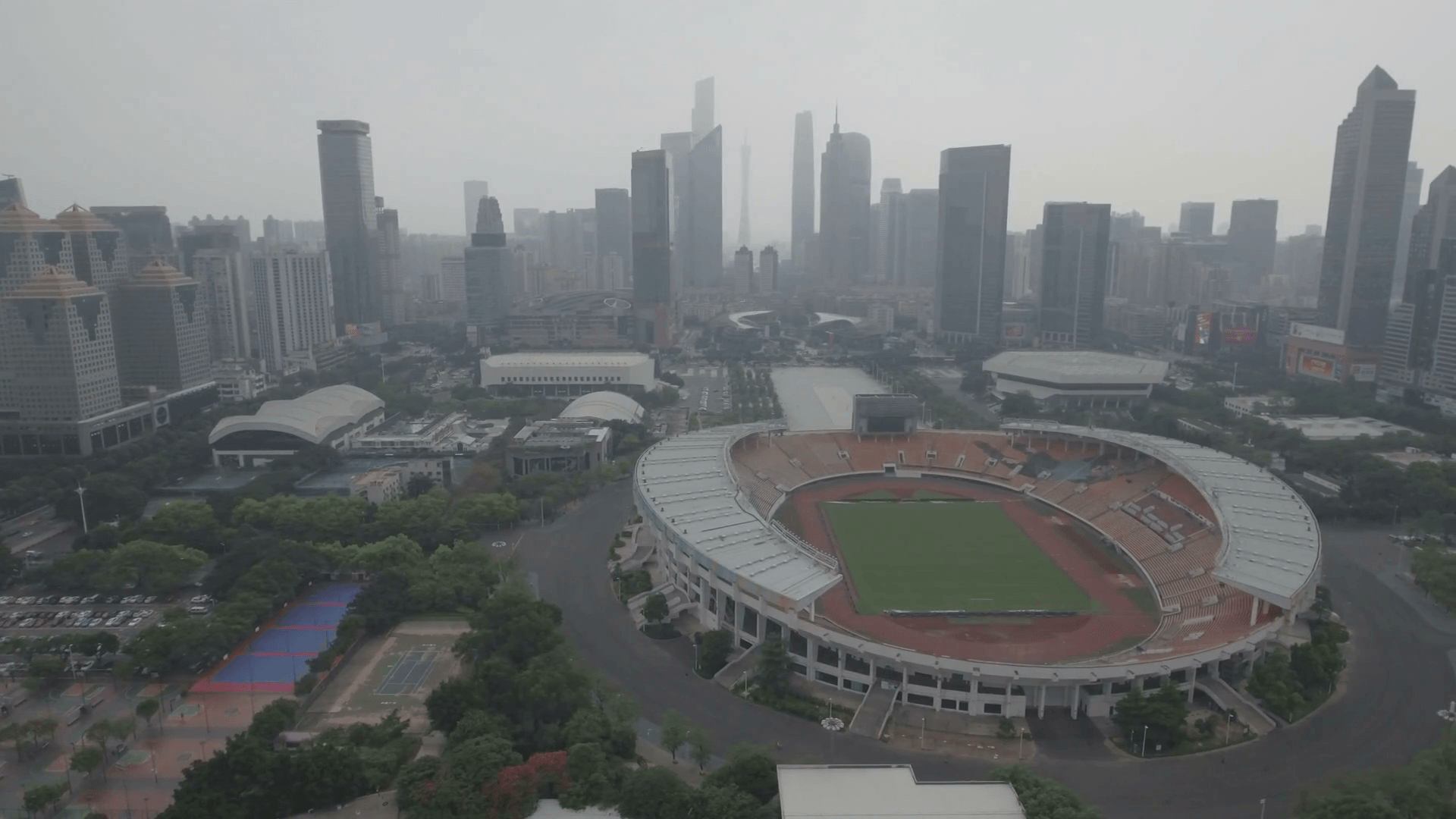 1920x1080 Panning aerial view of the stadium of the Guangzhou Evergrande, Desktop