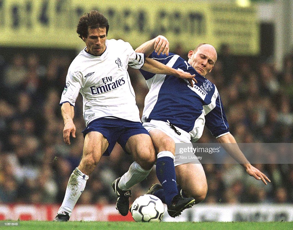 1030x810 Gianfranco Zola of Chelsea is tackled by Thomas Gravesen of Everton. News Photo, Desktop