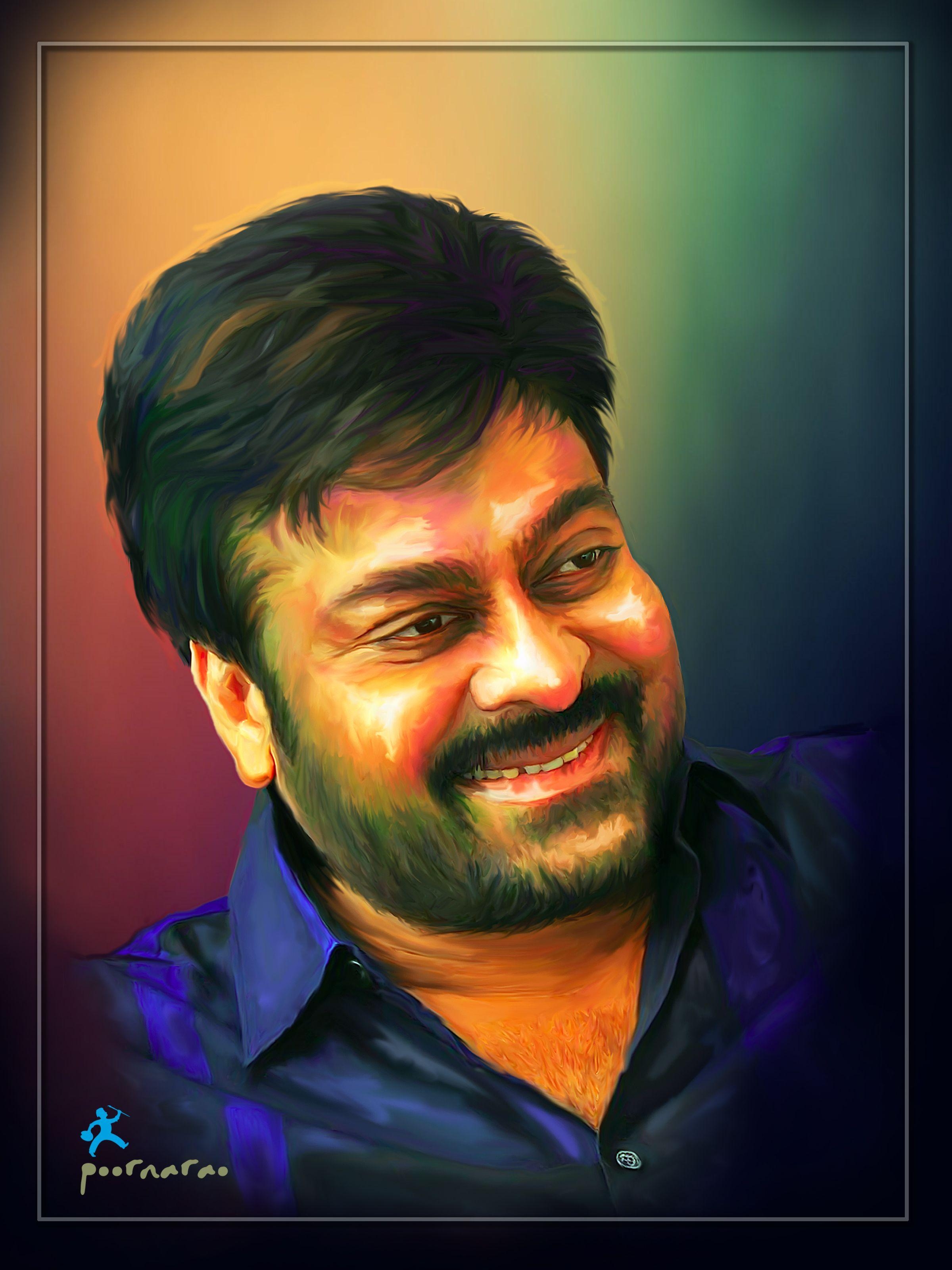 2400x3200 Digital Painting Portrait: 'Megastar' Chiranjeevi. Digital painting portrait, Portraiture painting, Portrait, Phone