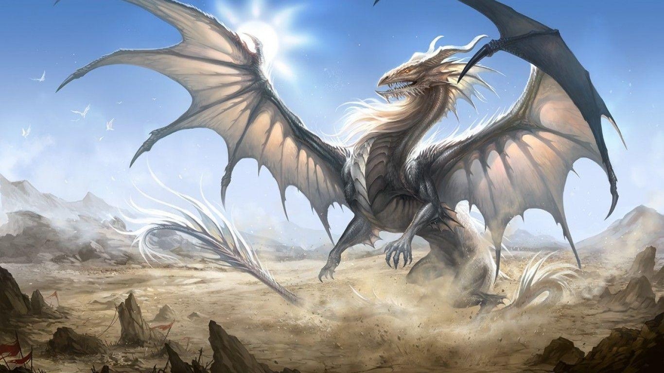 1370x770 White Dragon Wallpaper Widescreen Wallpaper, Desktop