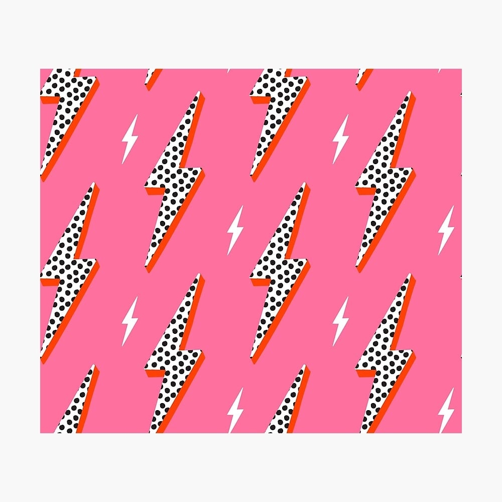 1000x1000 Lightning bolt thunder flash preppy pink Metal Print, Phone