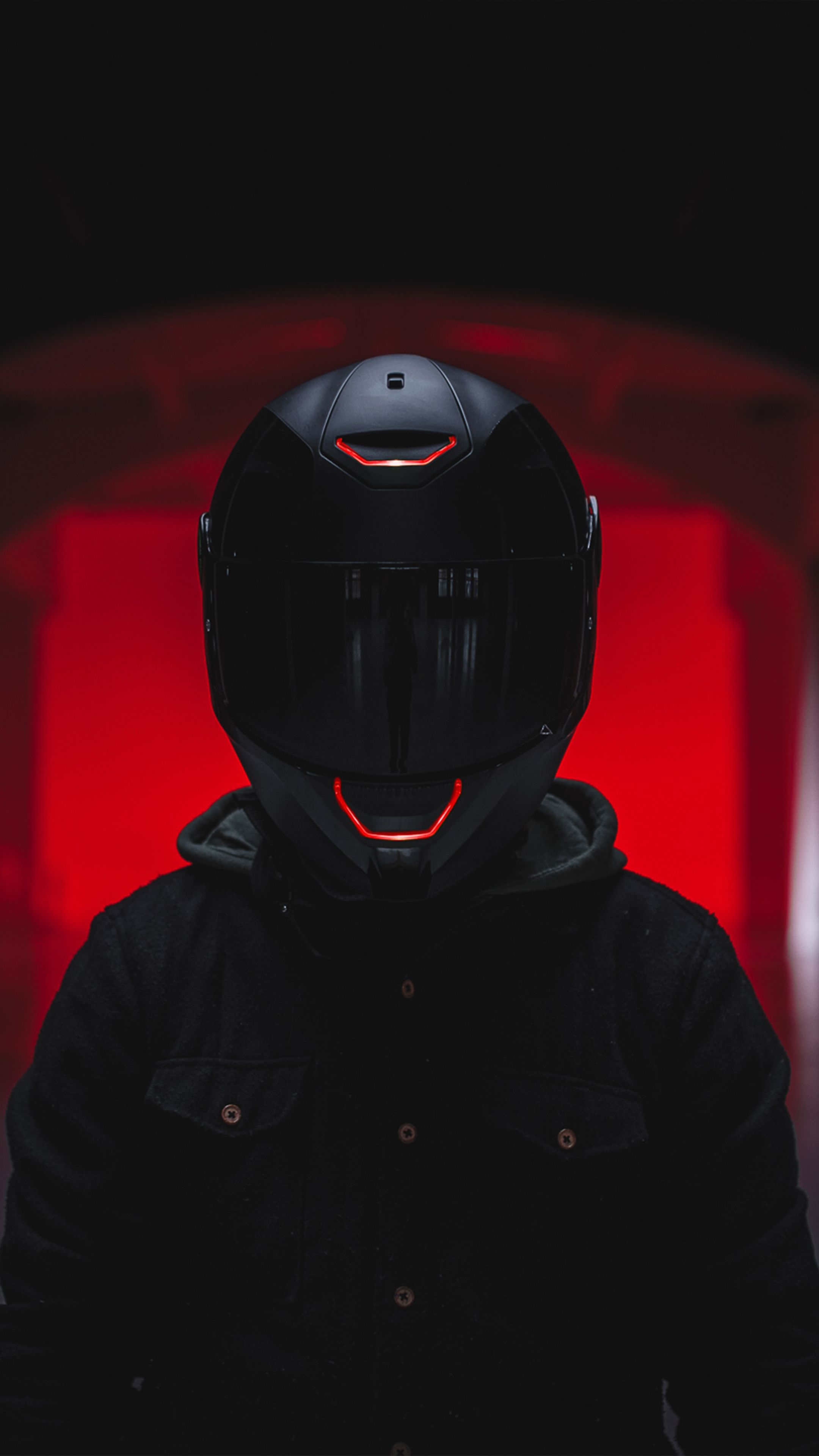 2160x3840 Biker Helmet Red Light 4K Ultra HD Mobile Wallpaper, Phone