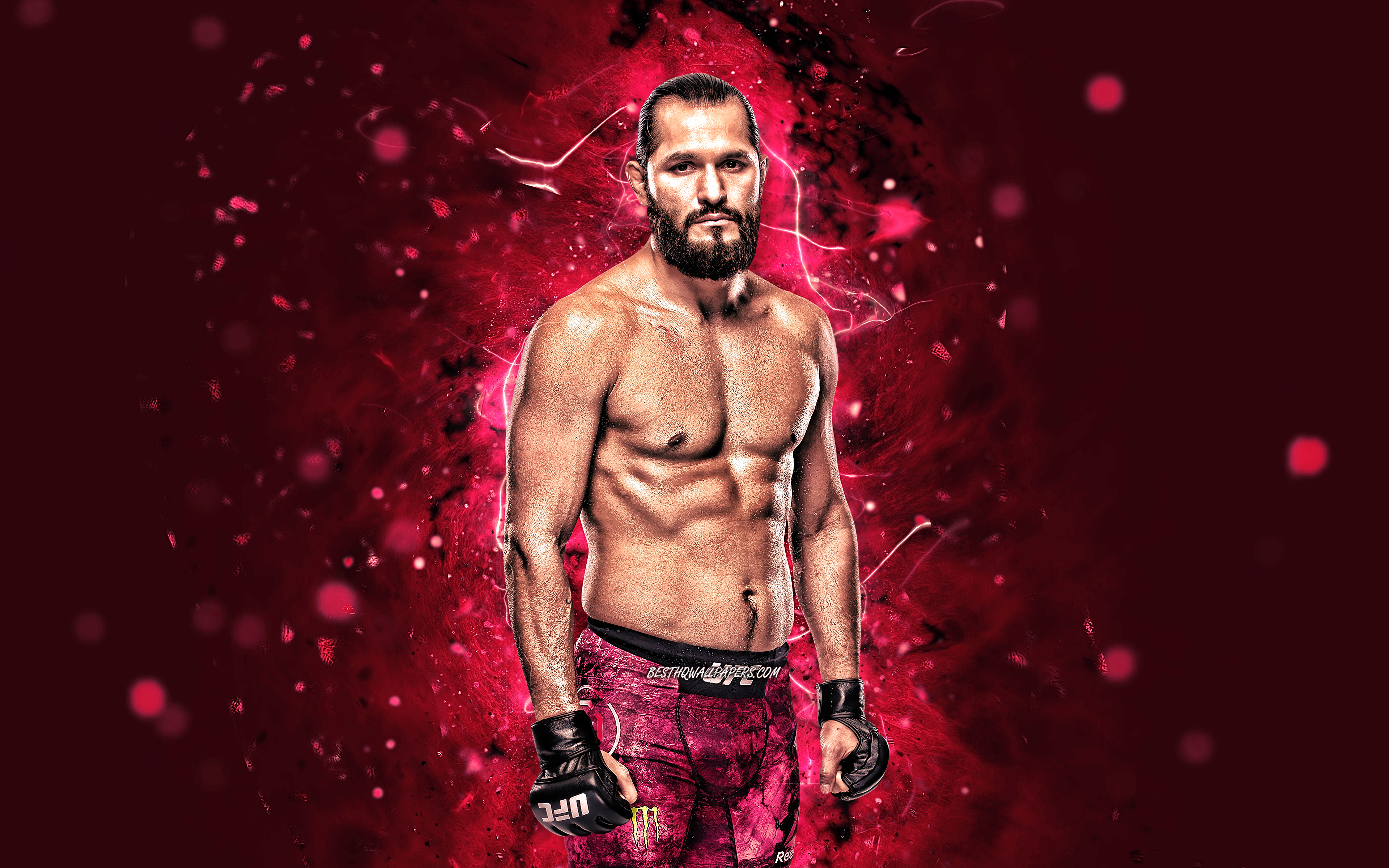 3840x2400 Download wallpaper Jorge Masvidal, 4k, purple neon lights, American fighters, MMA, UFC, Mixed martial arts, Jorge Masvidal 4K, UFC fighters, MMA fighters for desktop with resolution. High Quality HD picture wallpaper, Desktop