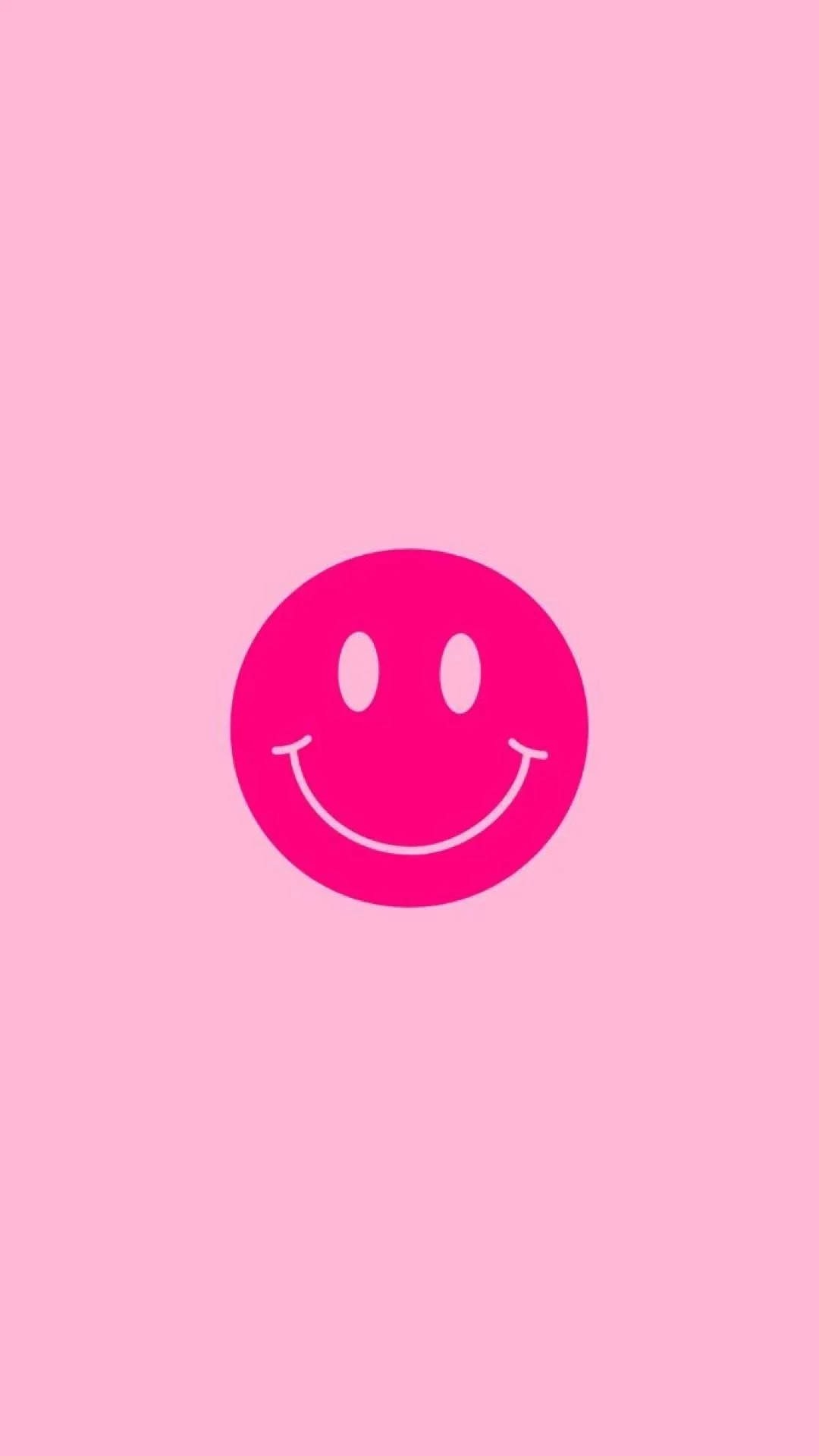 1080x1920 Download Minimalist Preppy Pink Smiley Face Wallpaper, Phone