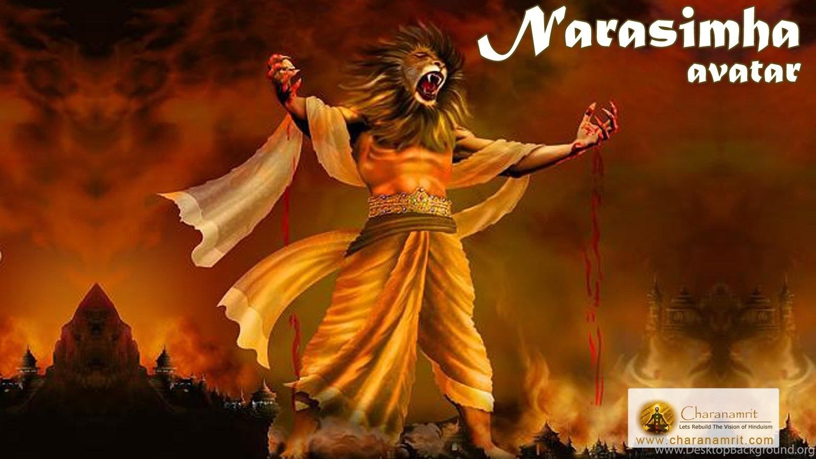 1600x900 Lord Vishnu's Avatar Narsingh Angry Awesome 3D HD Wallpaper, Desktop