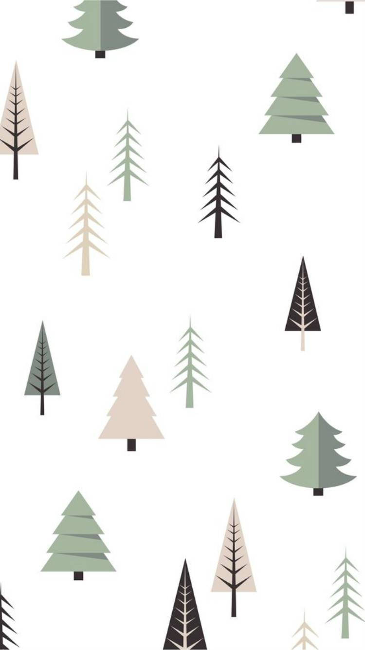 750x1340 Download Simple Cute Christmas iPhone Tree Icon Wallpaper, Phone