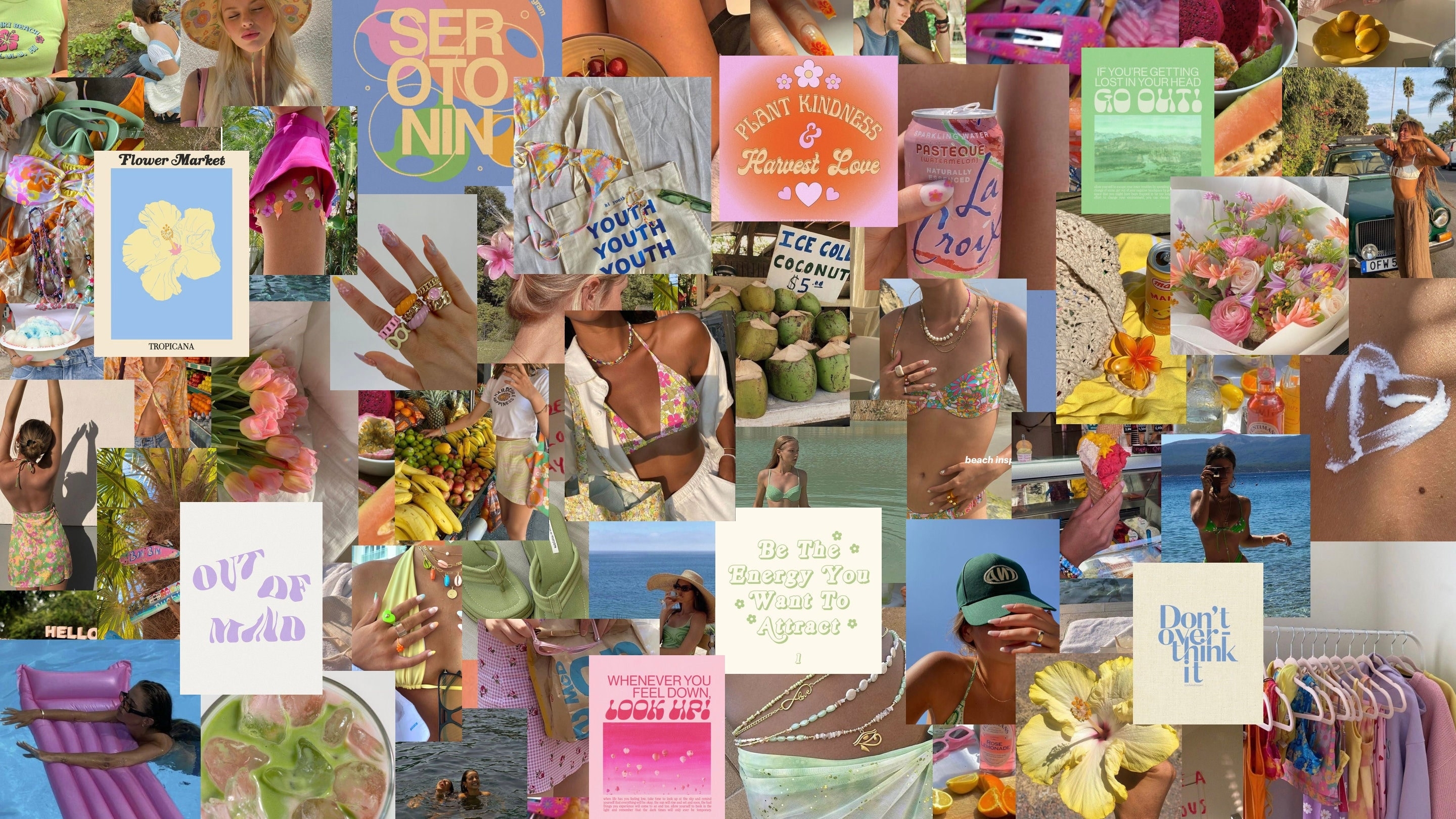 2880x1620 Coconut Girl Aesthetic Wall Collage 60 Pcs, Desktop